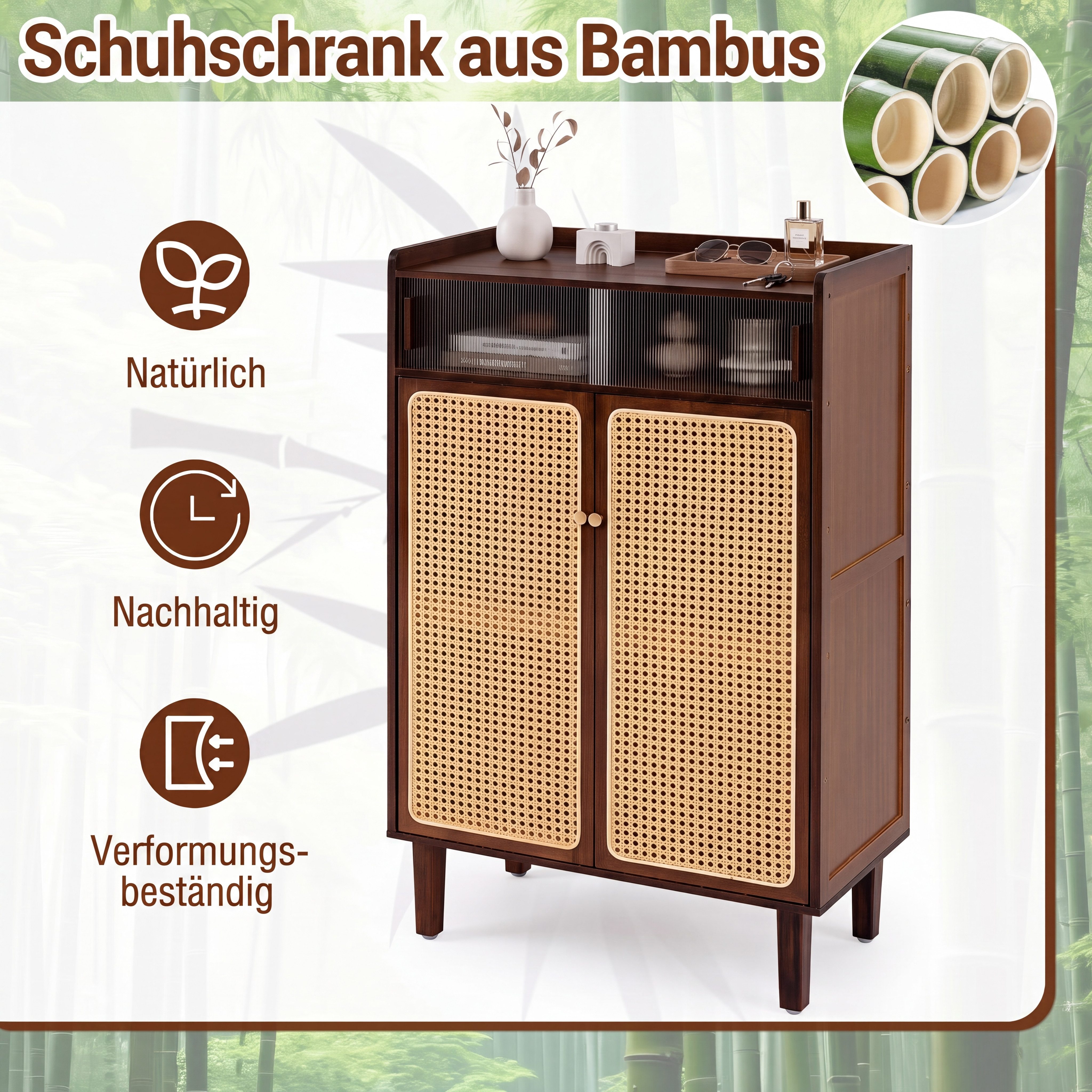 COSTWAY Schuhschrank Schuhkommode fur flur, Schuhregal schmal 67x33x107cm