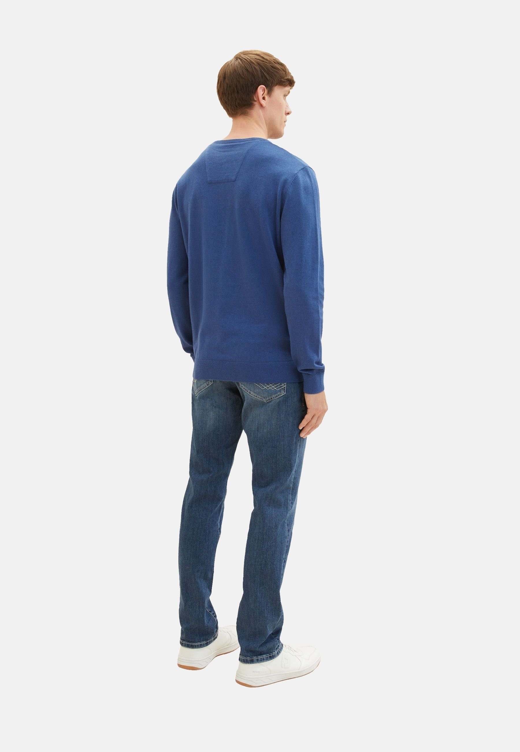 blau TAILOR Sweatshirt (1-tlg) TOM mit meliert Sweatshirt Rippbündchen Pullover