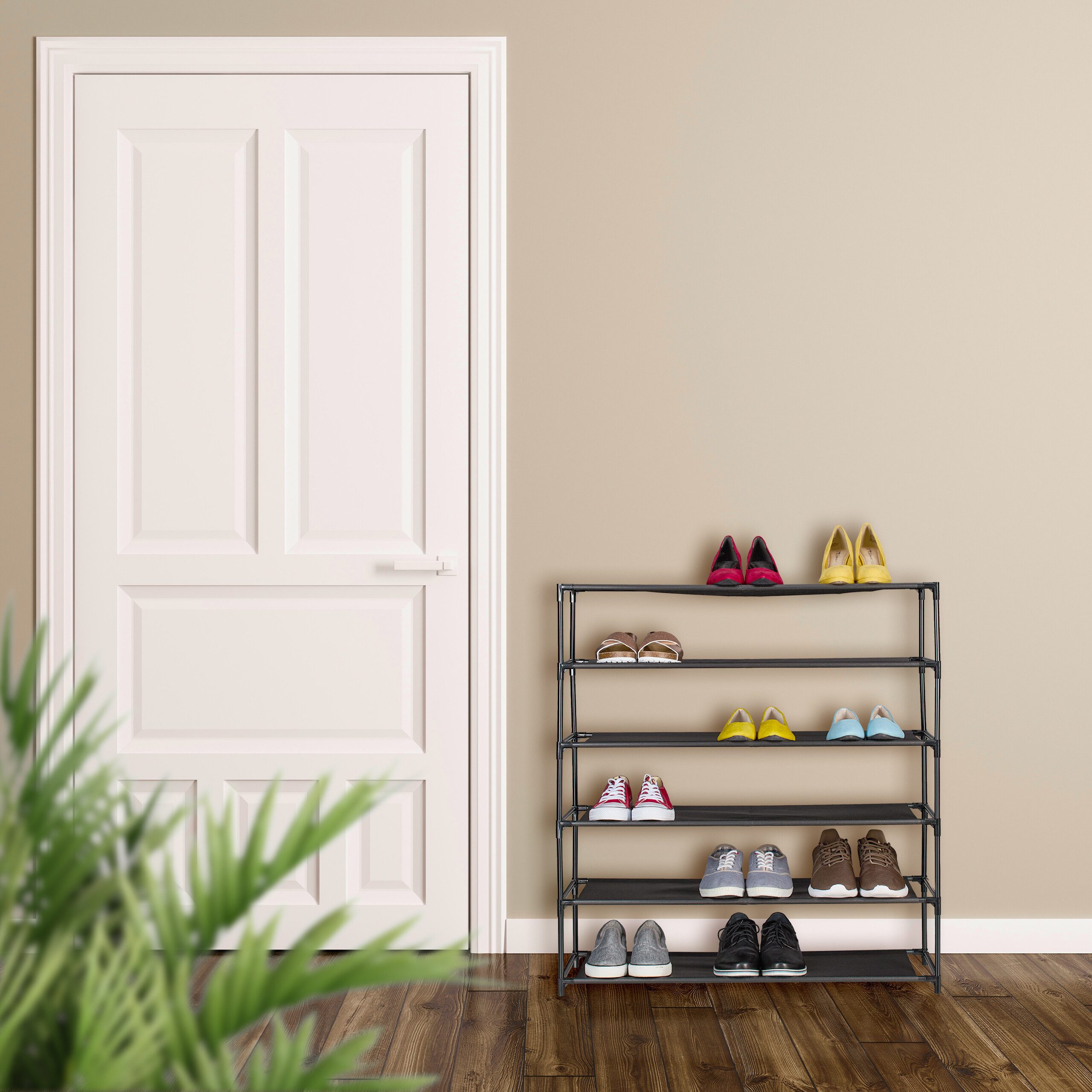 relaxdays Schuhregal mit Stoffebene, 6 Ebenen günstig online kaufen