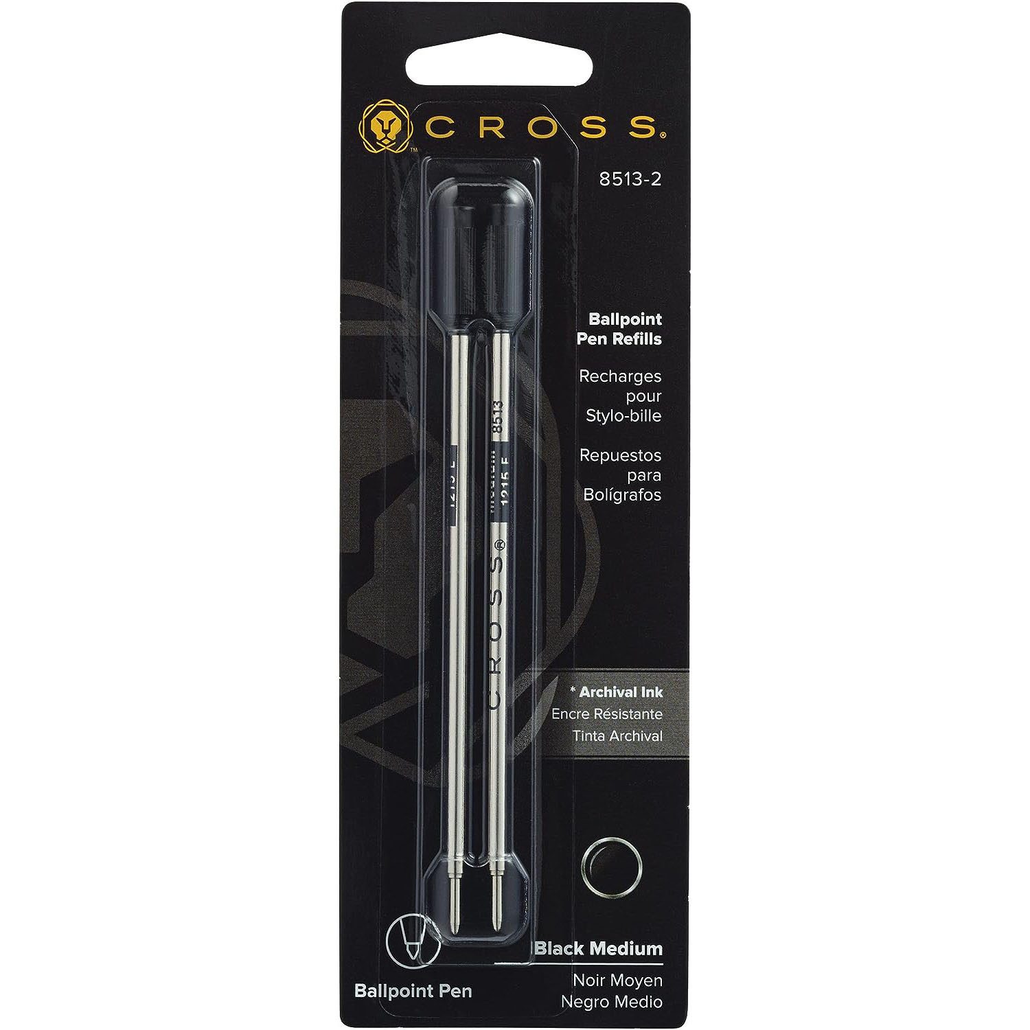 CROSS-USA Kugelschreibermine CROSS Kugelschreiberminen Standard schwarz, mittel, 2 Stück im Blister