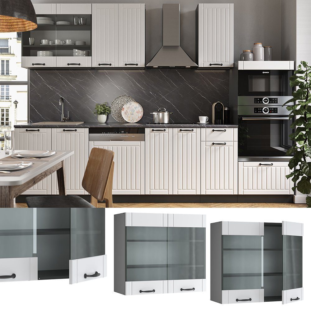 Vicco Glashängeschrank Fame-Line, Weiß Landhaus/Anthrazit, 80 günstig online kaufen