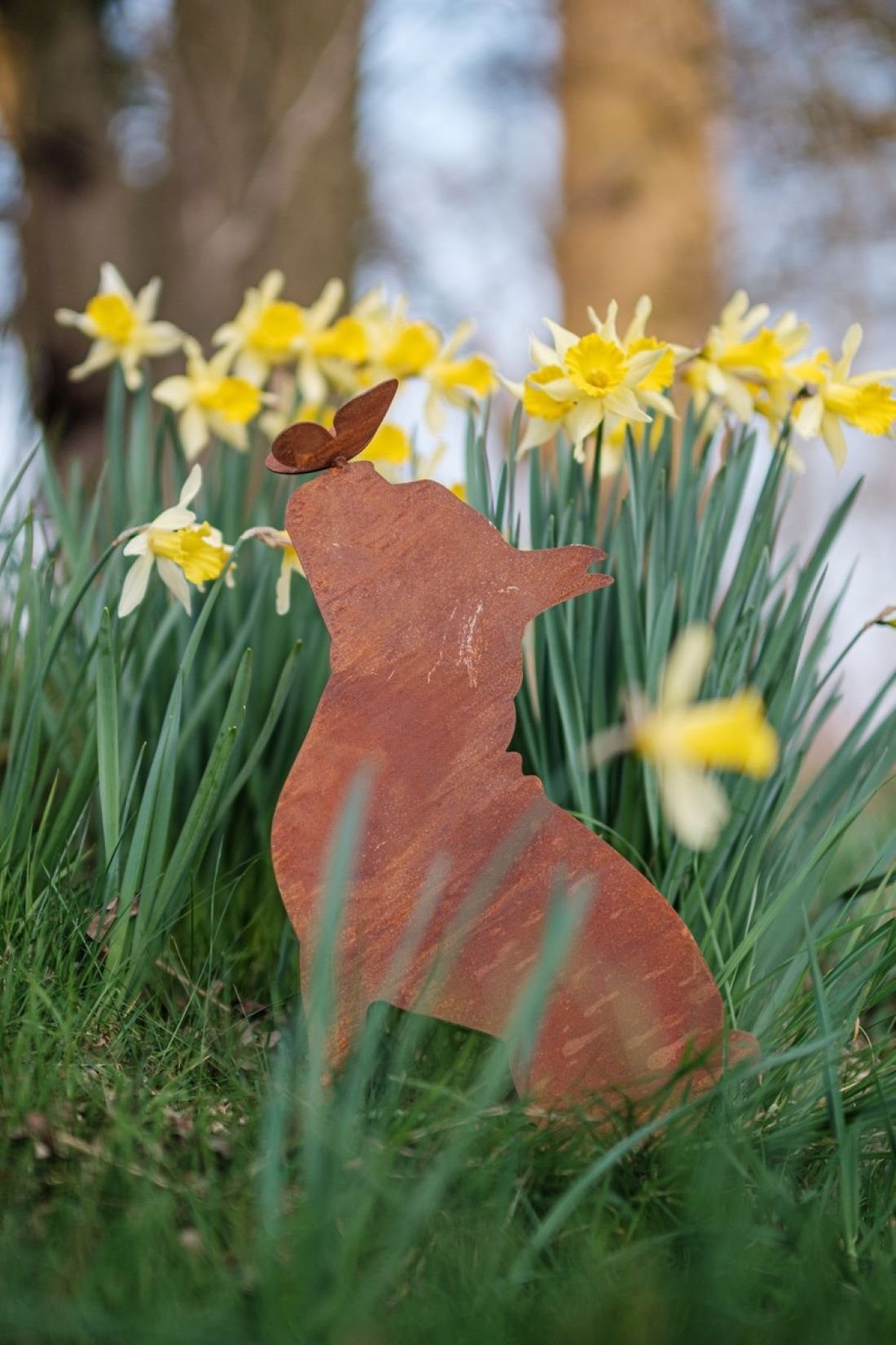 Franz. Bulldogge mit Gartenfigur) (1 Edelrost, Stück, Gartenfigur 1 St., Lünemann Schmetterling