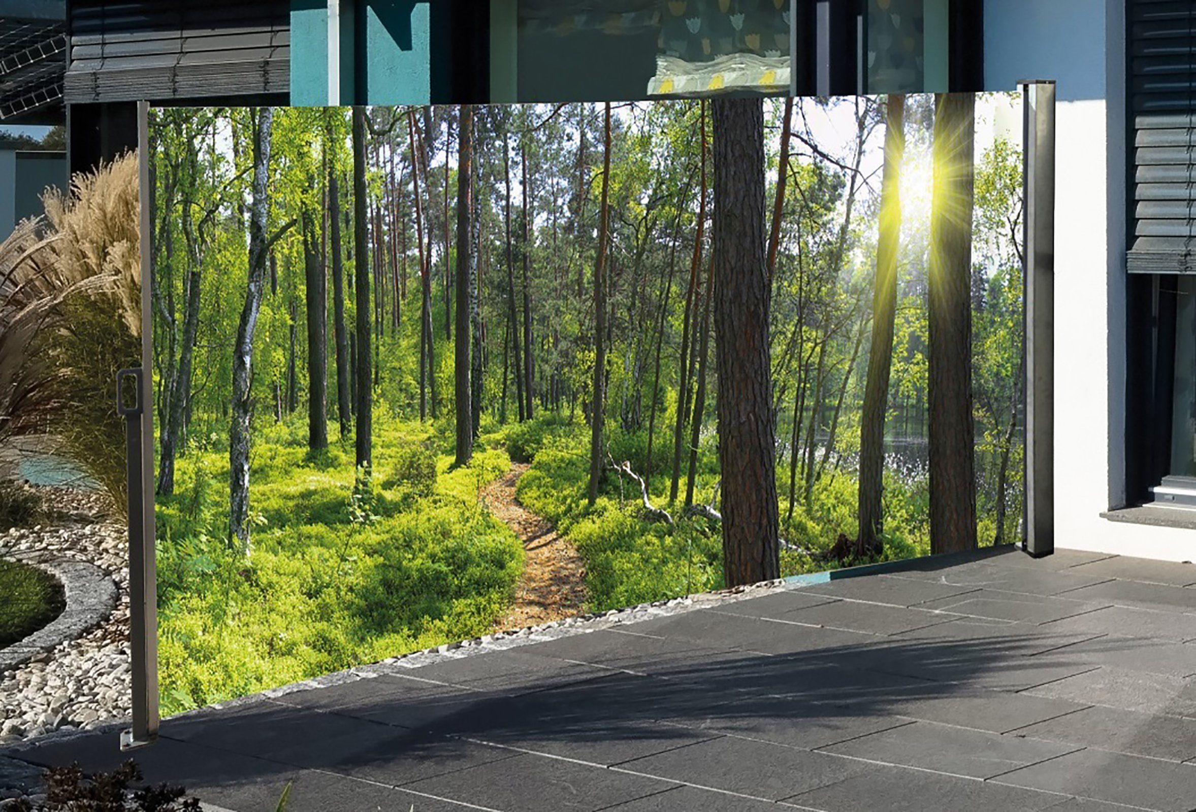 HTILiving Seitenmarkise mit Fotodruck »Wald«, Auszug links online