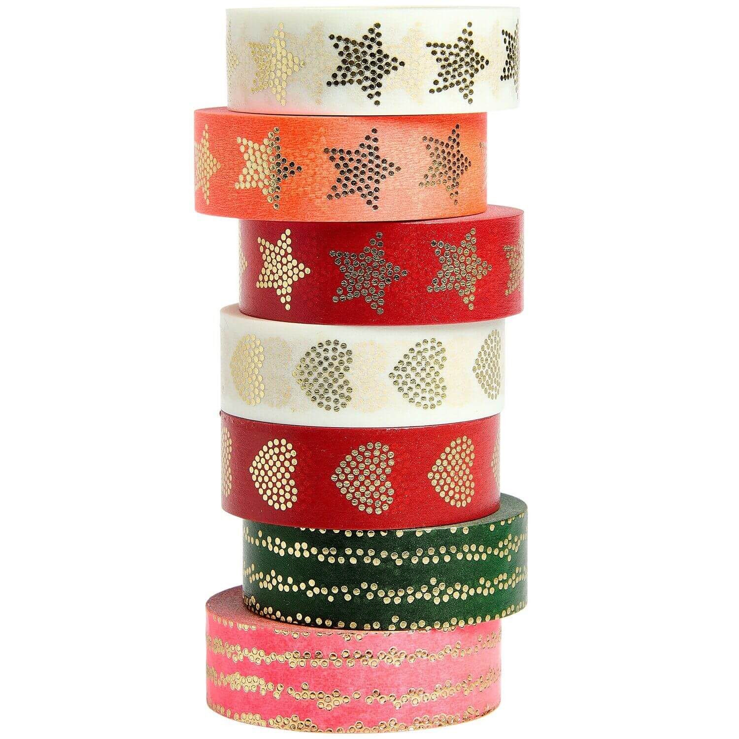 Rico Design Geschenkpapier Paper Poetry Maxi Tape Set Advent Sterne/Herzen 7 Stück