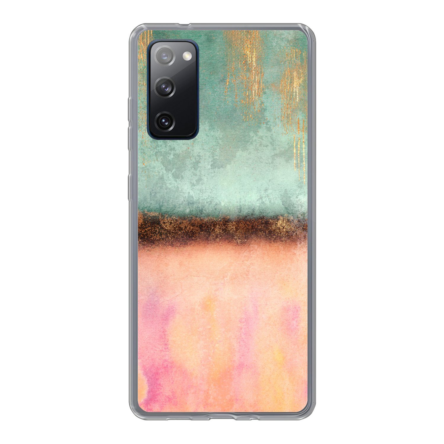 MuchoWow Handyhülle für Samsung Galaxy S20 FE Gold - Farbe - Abstrakt - Grün - Rosa, Phone Case, Silikon, Schutzhülle Dünn