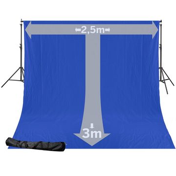 BRESSER Aufhängesystem BR-D24 Hintergrundsystem + Hintergrundstoff 2,5 x 3m Chromakey Blau