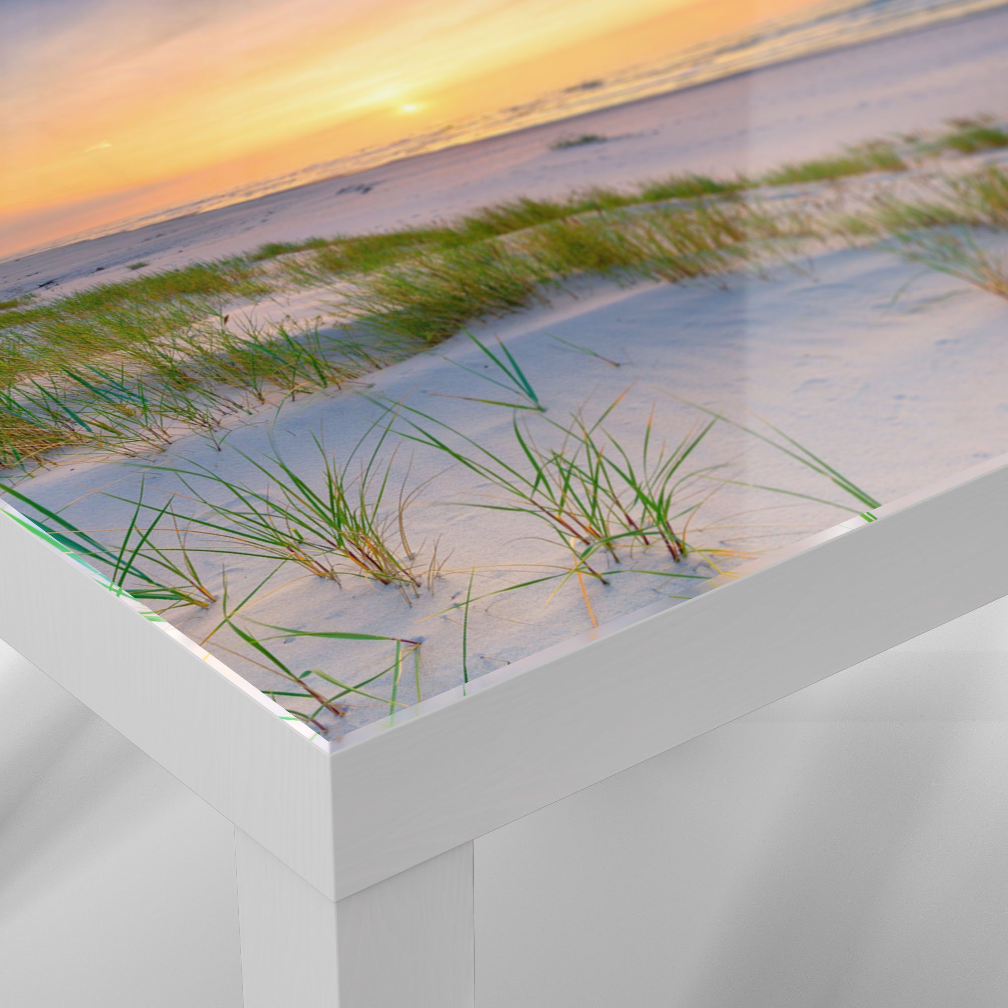 Glas Beistelltisch Weiß modern über Glastisch Ostsee', 'Sonne Couchtisch sinkt DEQORI