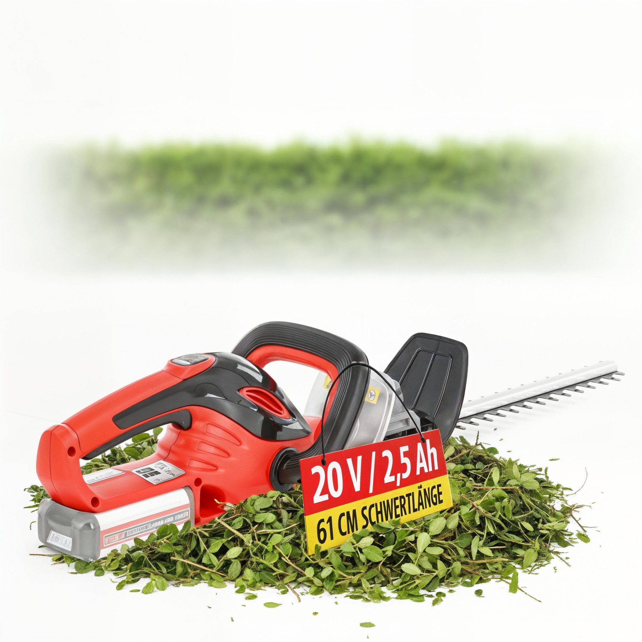 Hecht Akku-Heckenschere 45 cm Schnittlänge, Diamant geschliffen, Akku-Serie 6020, 20 V 2,5 Ah, 1,9 kg