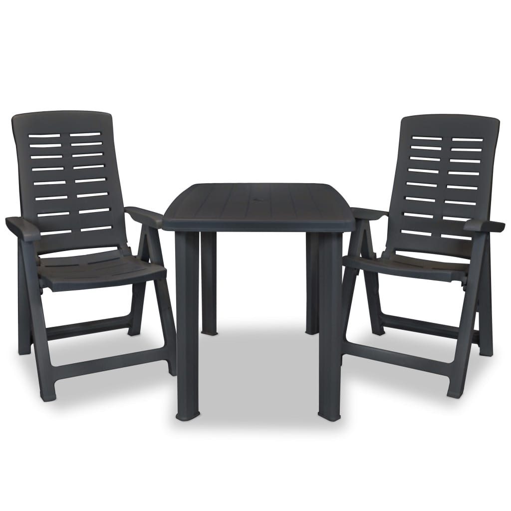 vidaXL Gartenbar-Set, 3-tlg. Bistro-Set Kunststoff Anthrazit