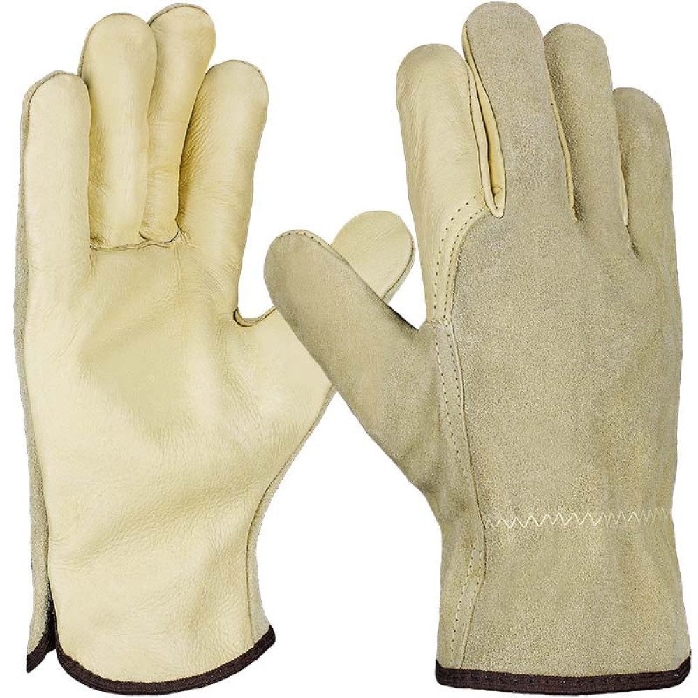 PRO FIT by Fitzner Arbeitshandschuhe Rindleder Fahrerhandschuh"Driver", hellgelb, ungefü (12 Paar) Gr. 8–11