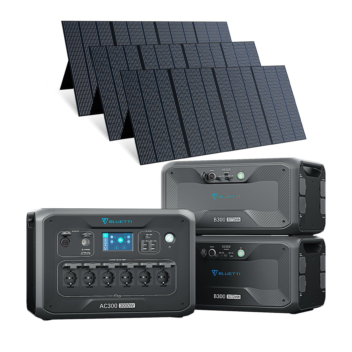 in Solarpanels, AC300 BLUETTI 1-tlg), 2*B300 Solargenerator Zusatzbatterien Generators, Camping mit Outdoor Stromerzeuger für mit 3*350W 3,00 (Power kW,