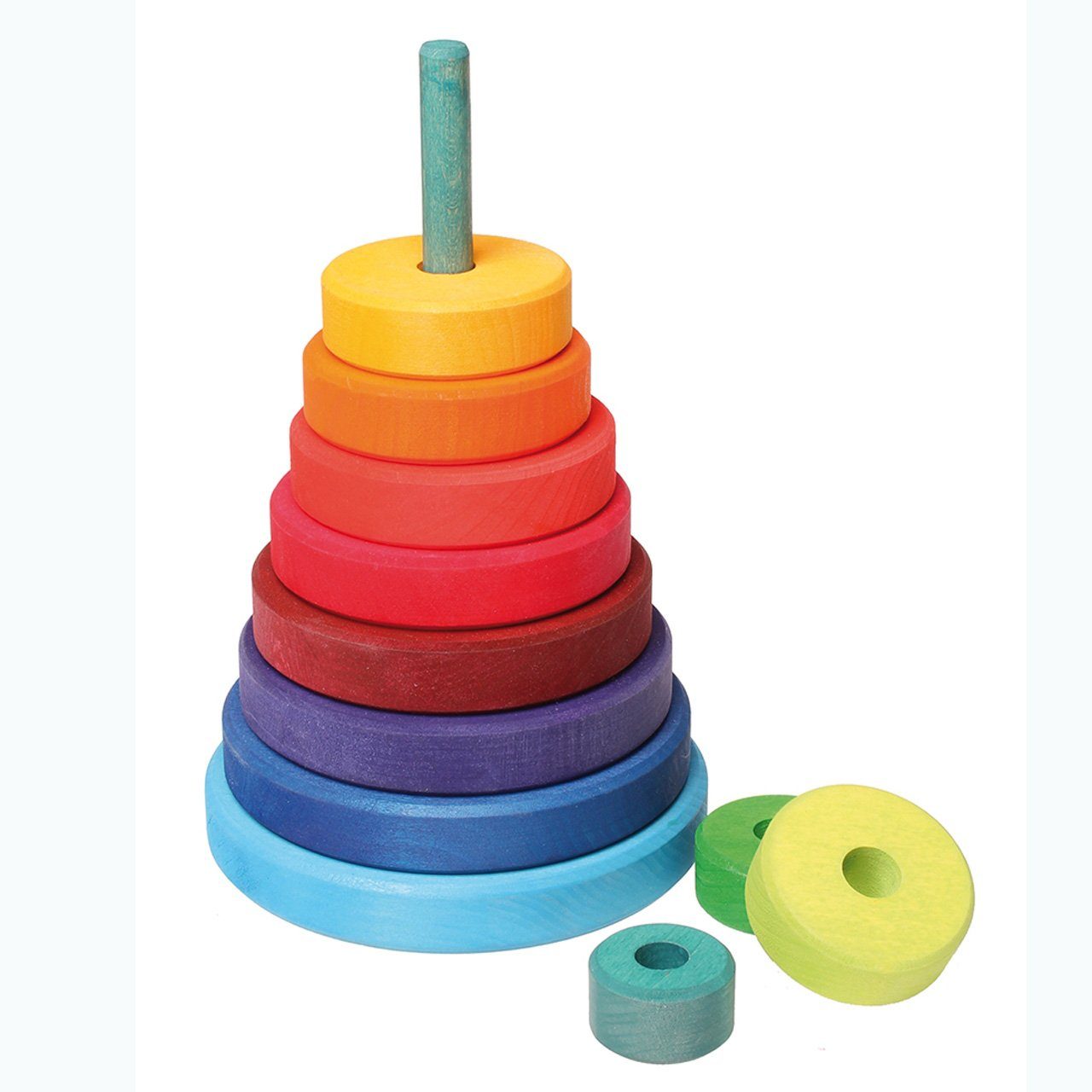 GRIMM´S Spiel und Holz Design Holzspielzeug Großer Scheibenturm mit 10 Scheiben zum Stecken Spielbausteine