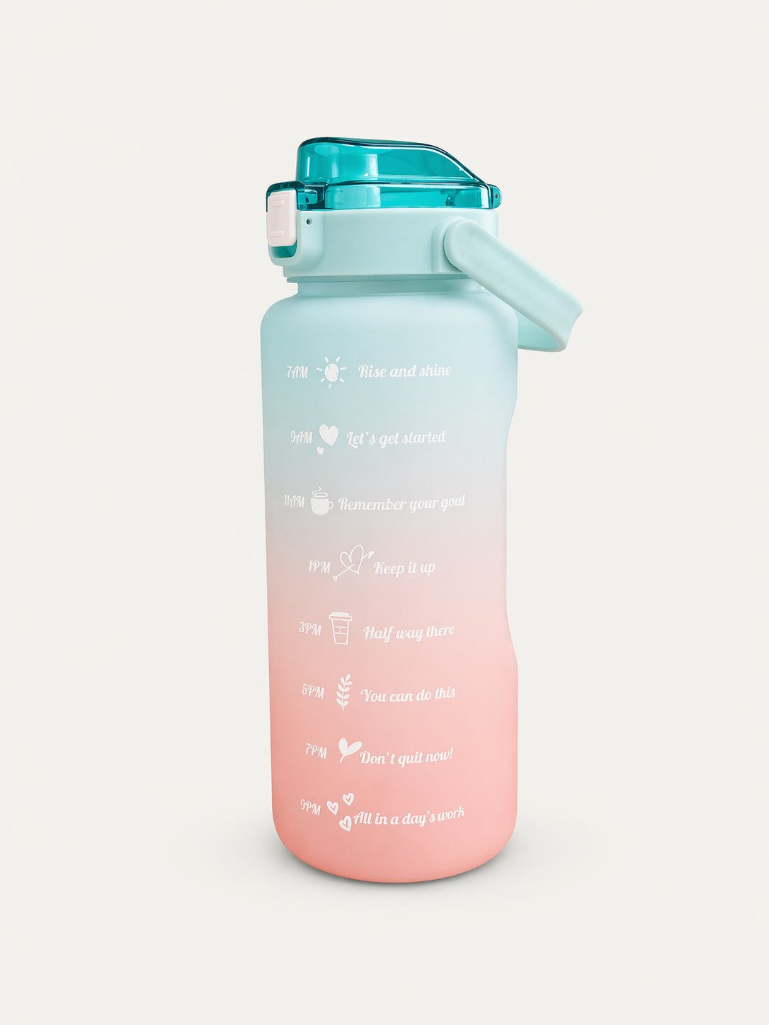 Botells Trinkflasche 2 Liter, Trinkmotivation mit Strohhalm, schöner Farbverlauf mit Henkel, auslaufsicher, BPA frei, für Camping, Reisen, Schule, Sport und Büro