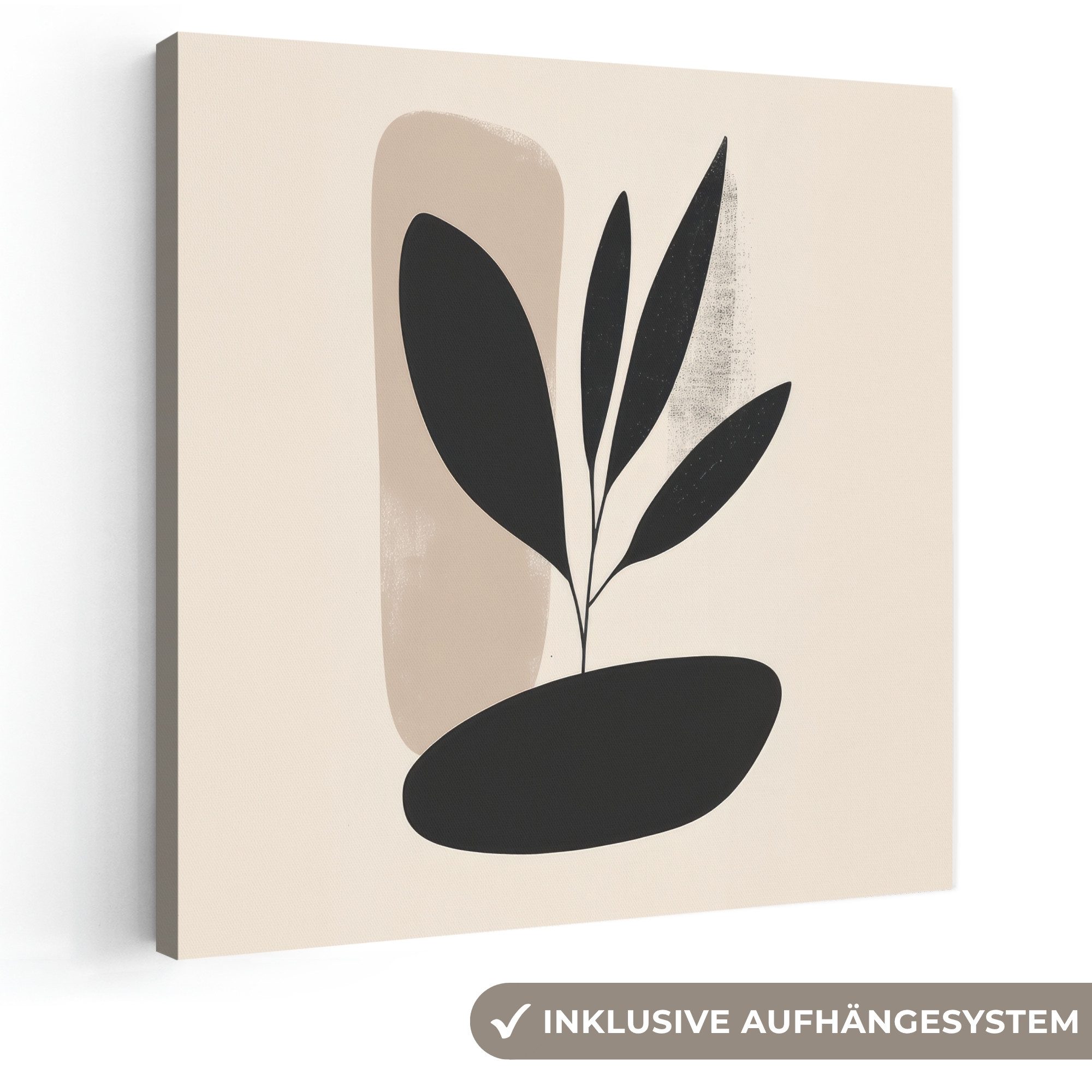 OneMillionCanvasses® Leinwandbild Pflanze - Beige - Japanisch, Fotodruck (1 St), Wandbild, Deko Schlafzimmer Wohnzimmer Flur 20x20 cm