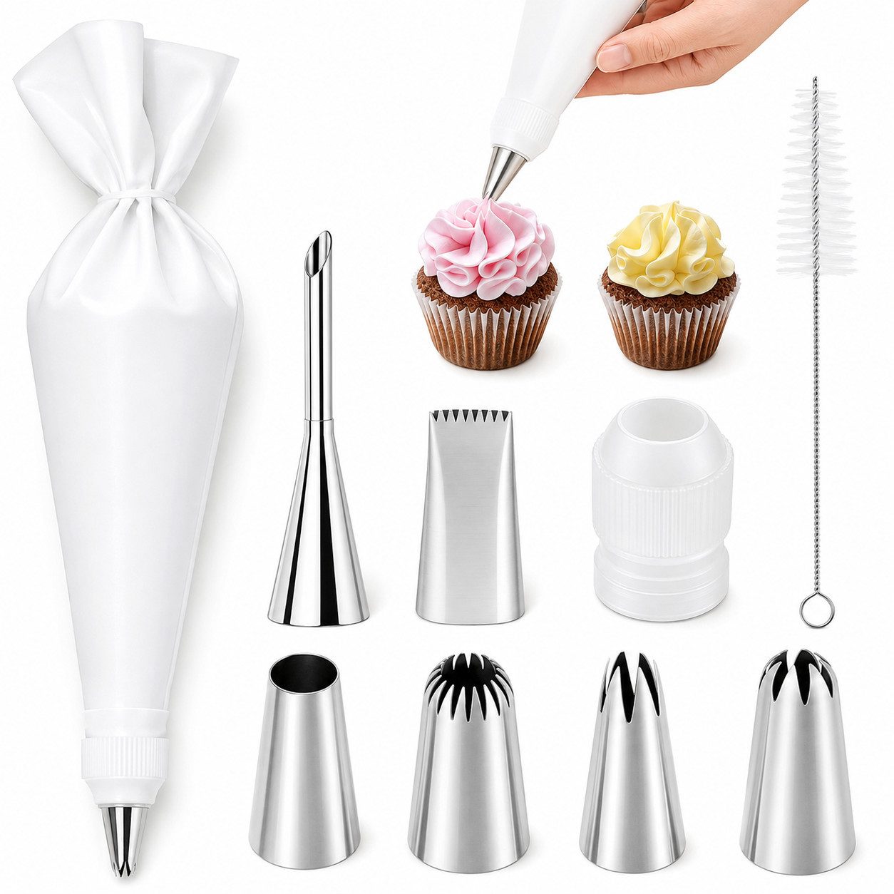 VEKROBOT Spritzbeutel 9 teiliges Backset wiederverwendbare Spritzbeutel für Torten und Kekse (set, 1-tlg., Für die Dekoration von Torten, …