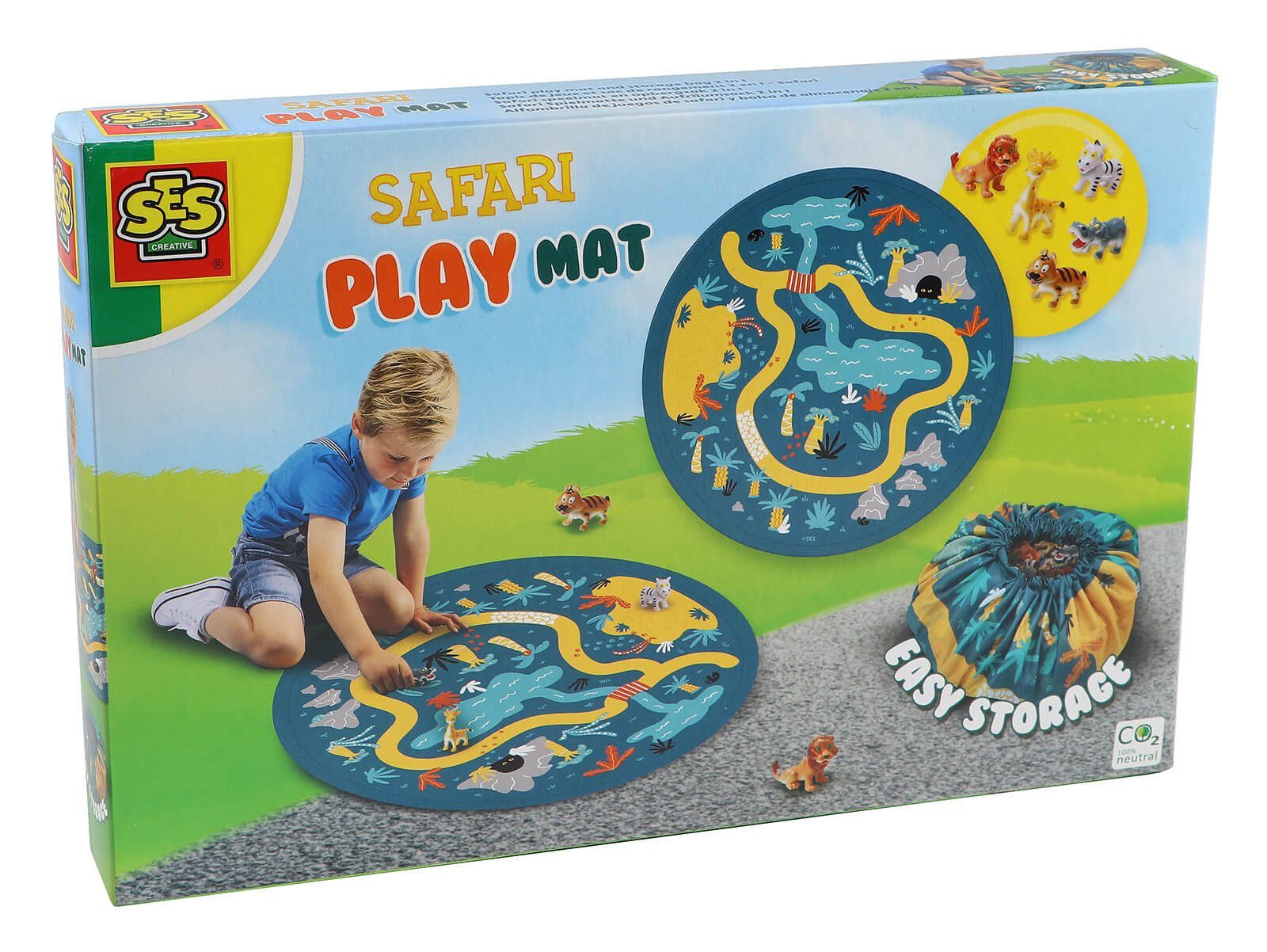 SES Creative Lernspielzeug Kinder Safari Spielmatte 2-in-1 mit 5 Tierfiguren