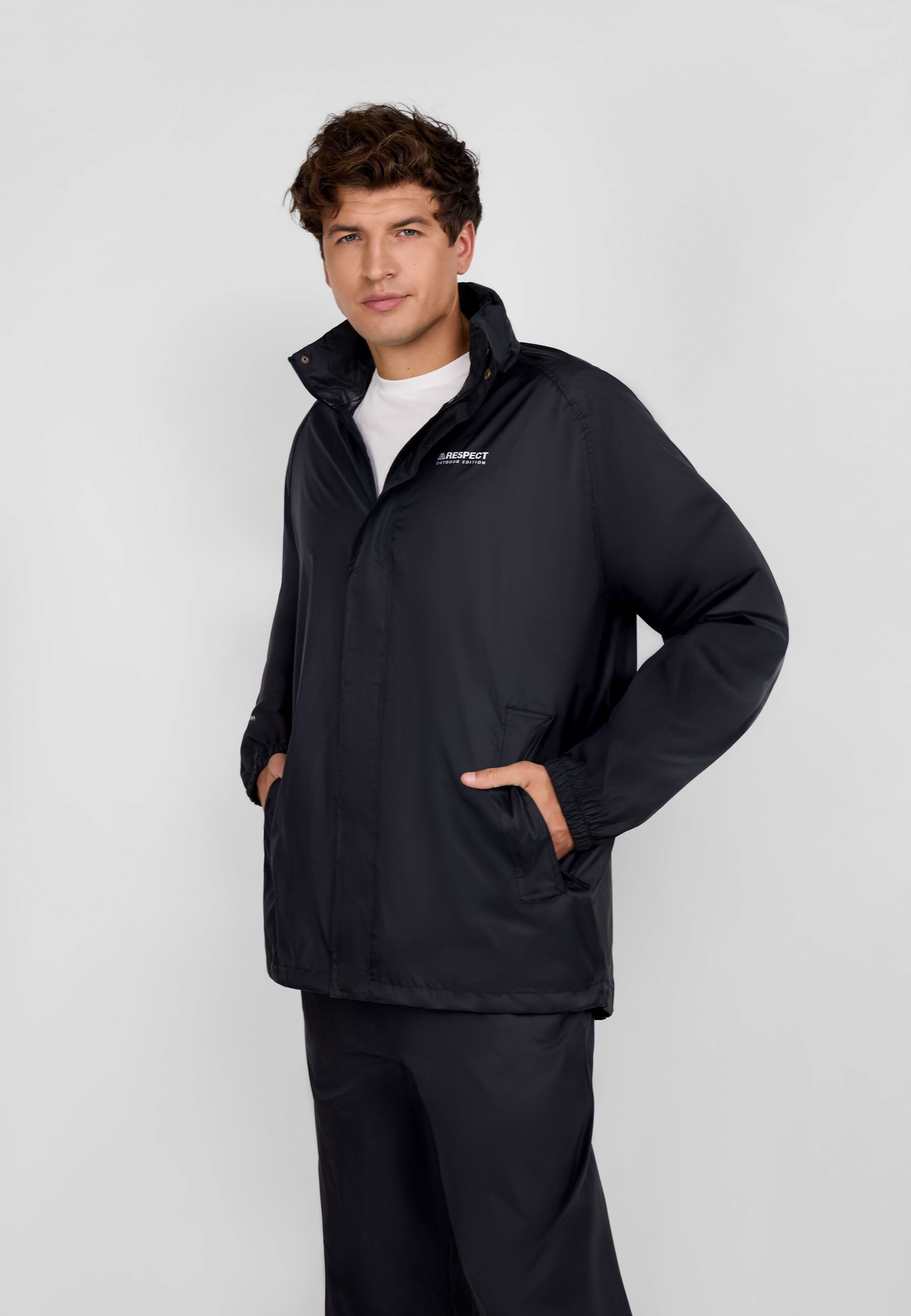 Respect Regenjacke Regenjacke mit Kapuze und Tasche (XS - 3XL) mit Beutel
