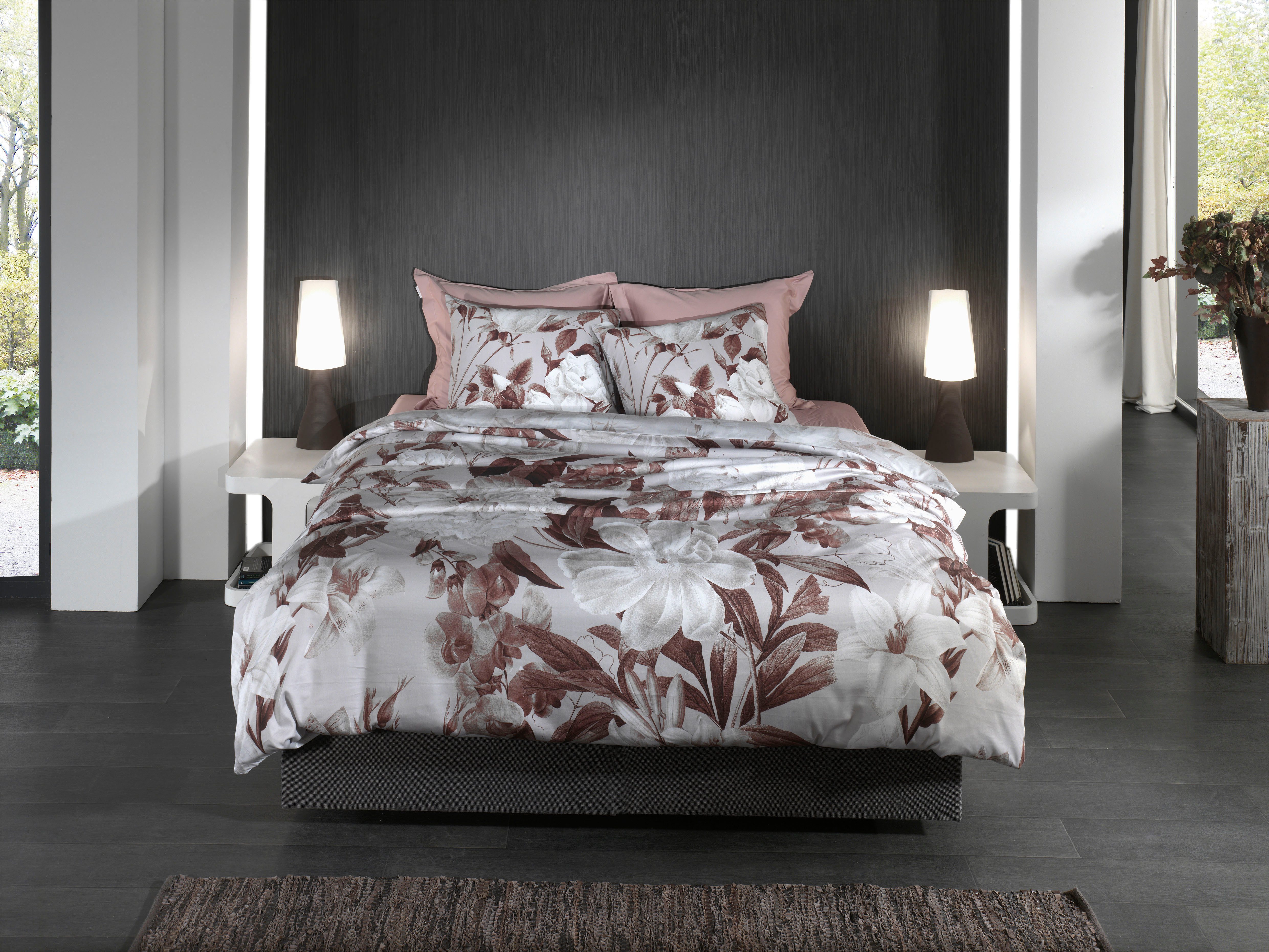 Heckett and Lane Bettwäsche Danna, Mako-Satin, 2 teilig, Blumen Muster, hochwertiges Mako-Satin, Bettwäsche ab 135x200 cm.