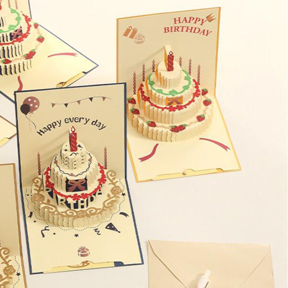 Faltbare Blusmart Glückwunschpostkarte Geburtstag, Zum Zum Weihnachtskarte 3D-Grußkarte yellow