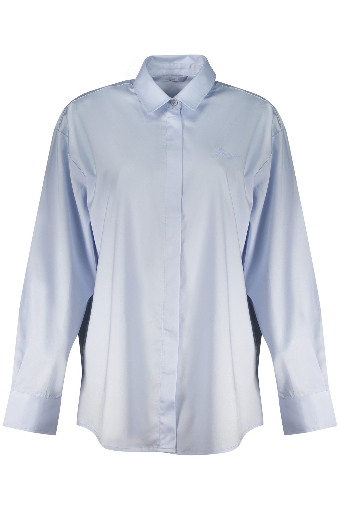 GUESS JEANS Blusenshirt Blaues Damenhemd mit italienischem Kragen und