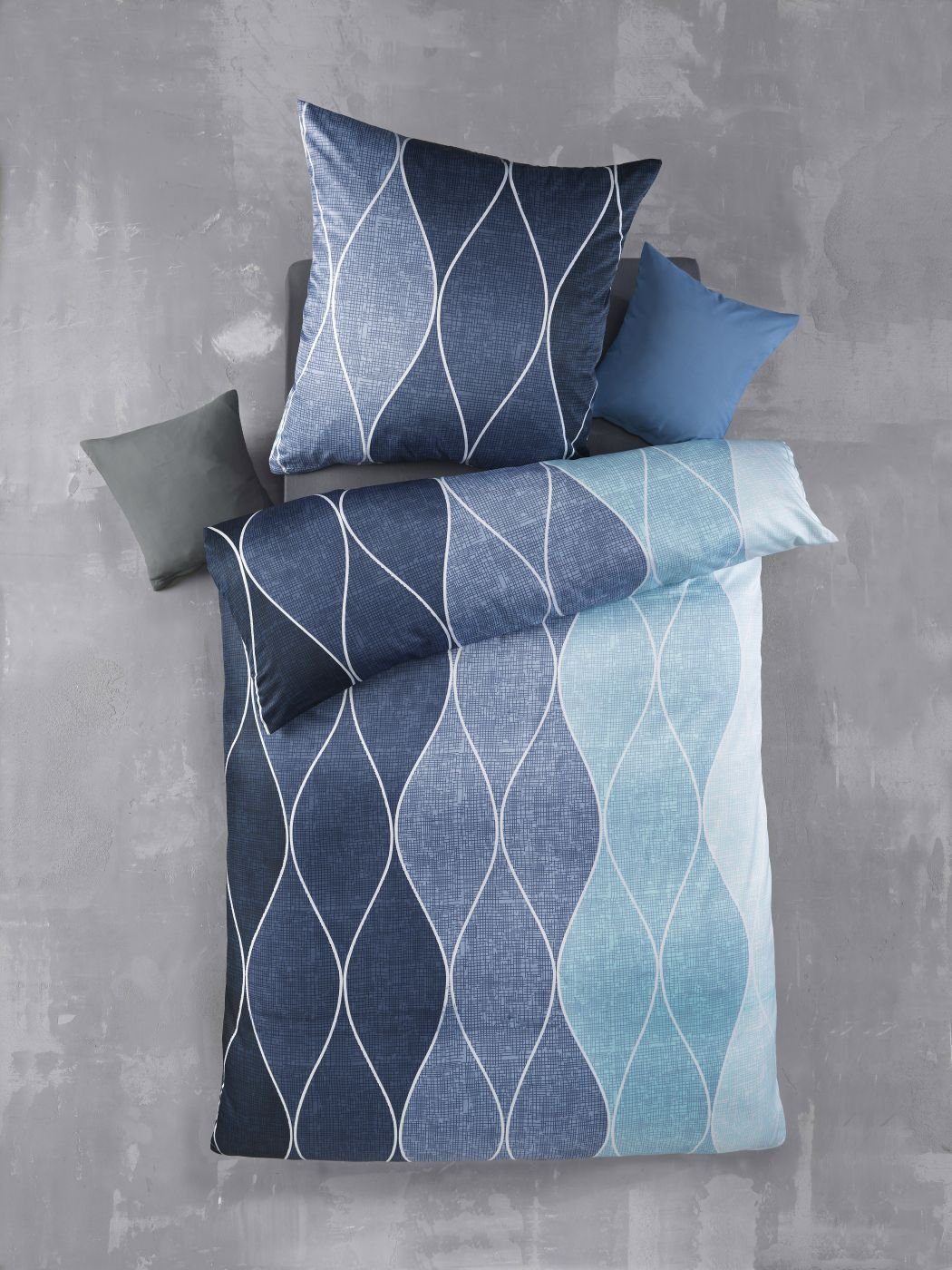 Optidream Bettwäsche Set Mikrofaser 135x200 Polyester Alec-Blau Blau, Mikrofaser, 2 teilig, Geschenk Idee Frauen Männer neue Wohnung Hochzeit Frühjahr sale
