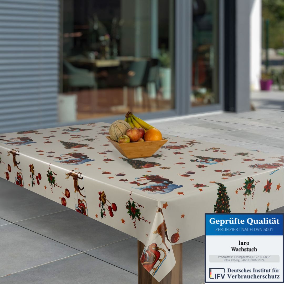 laro Tischdecke Wachstuch-Tischdecken Abwaschbar Weihnachten Schneemann Ges günstig online kaufen
