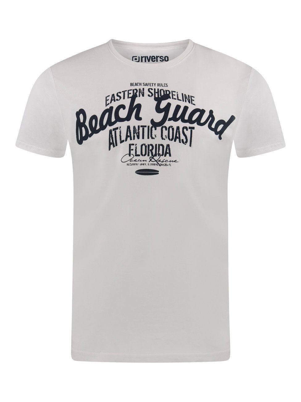 riverso T-Shirt Herren Printshirt RIVLeon Regular Fit (1-tlg) Kurzarm Tee Shirt mit Rundhalsausschnitt aus 100% Baumwolle Weiß (CJD)