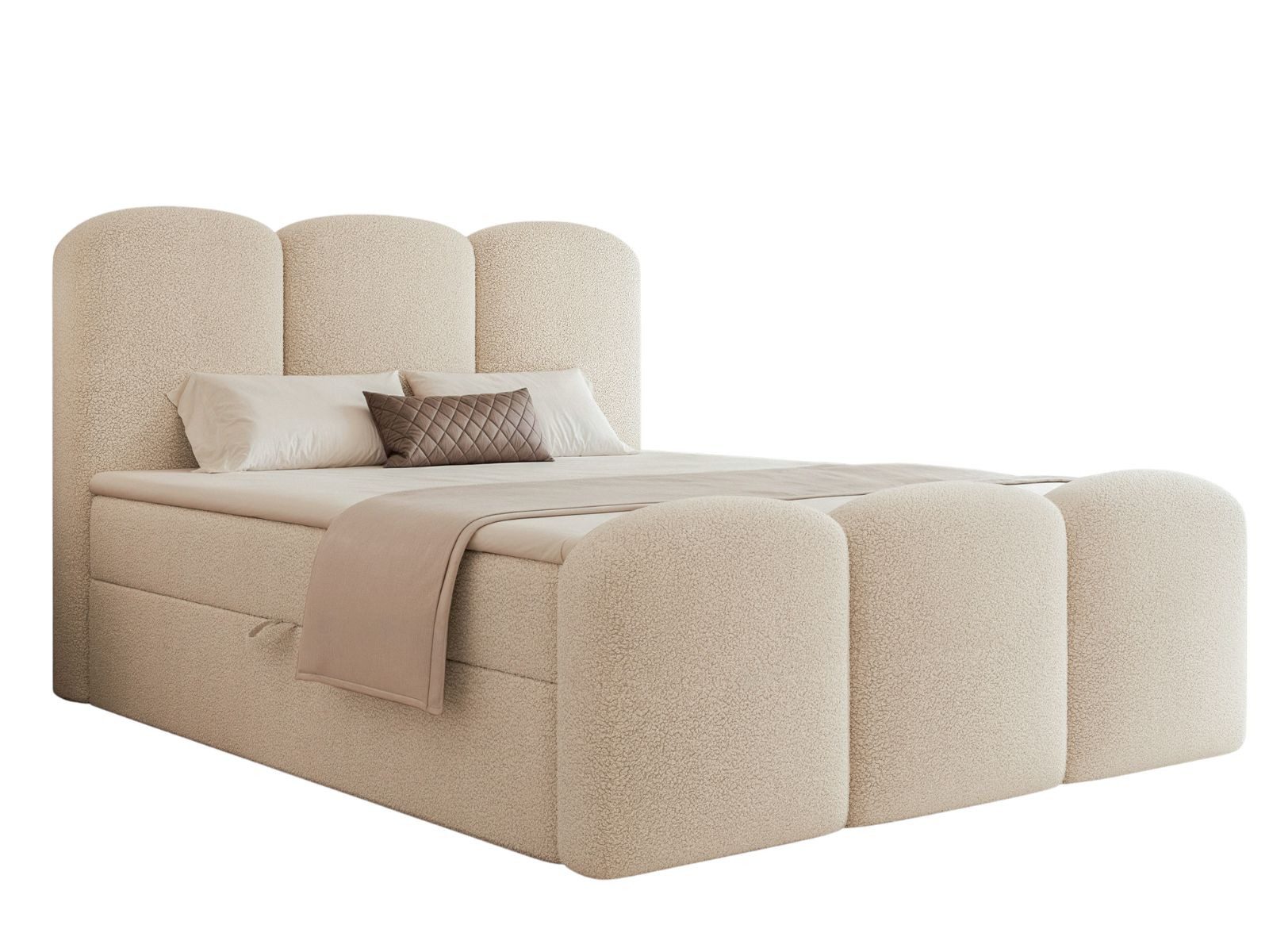Compleo Boxbett Wolkenbett, Bequem H3, MADE IN EU, Doppelbett gepolstertes Kopfteil mit Bettkasten