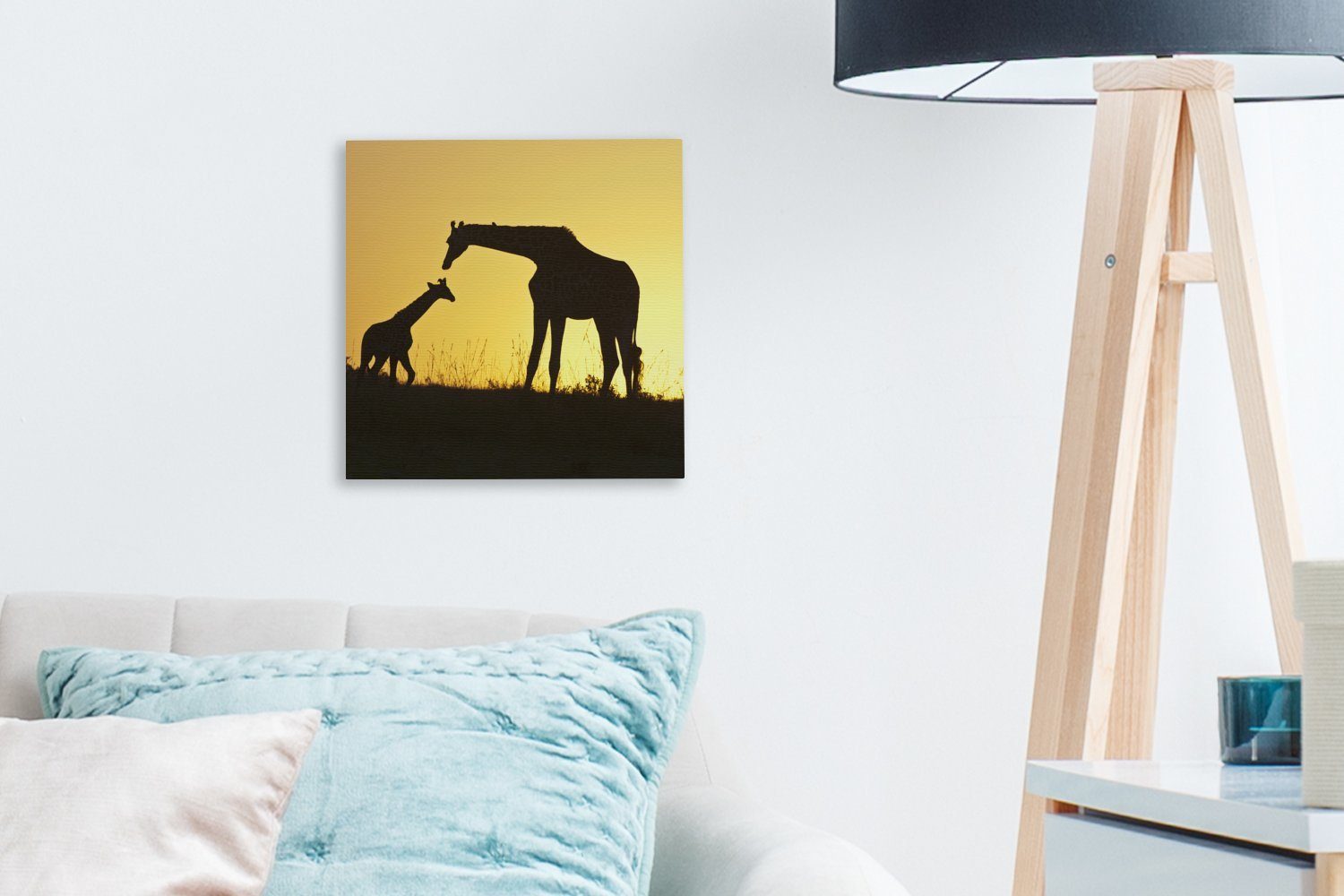 OneMillionCanvasses® Leinwandbild Giraffe (1 Schlafzimmer Kalb, Scherenschnitt - St), Bilder - Leinwand für Wohnzimmer