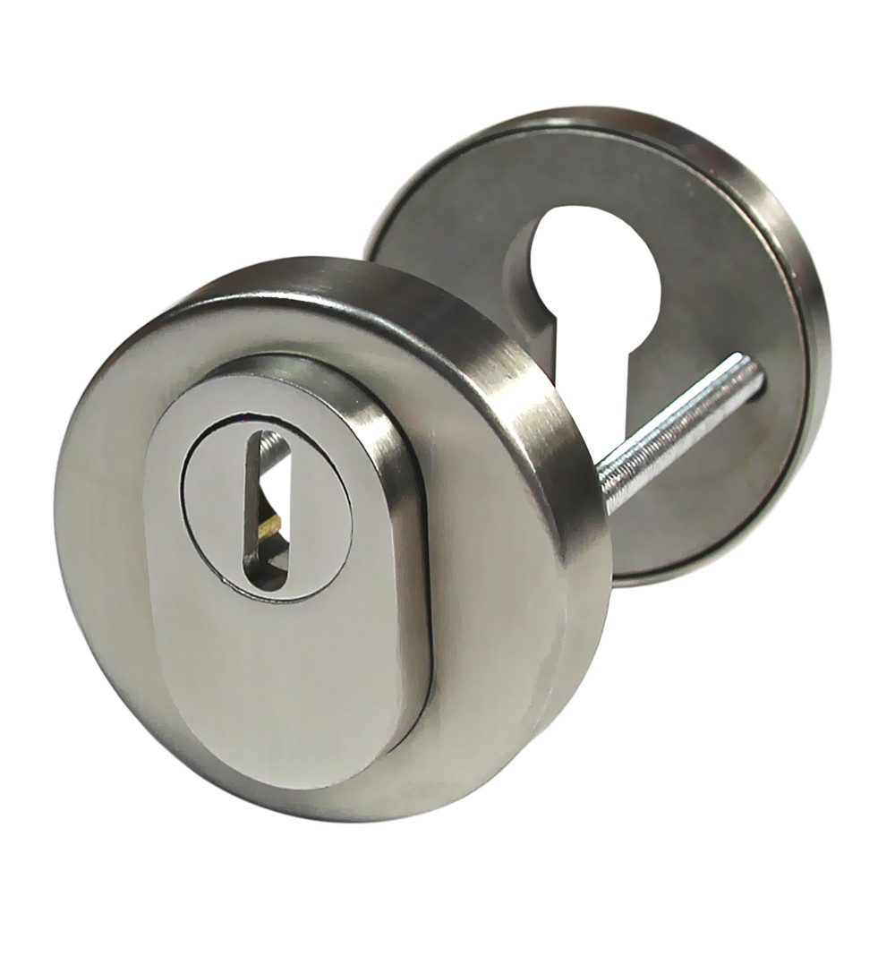 Türbeschlag Edelstahl Schutzrosette SR - 1413 PZ Rund mit ZA ES2 Profilzylinder, Kernziehschutz / Zylinderabdeckung