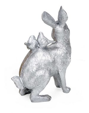Bubble-Store Osterhase Figur (Oster Deko Figur), Osterhase mit 2 Vögelchen auf dem Rücken
