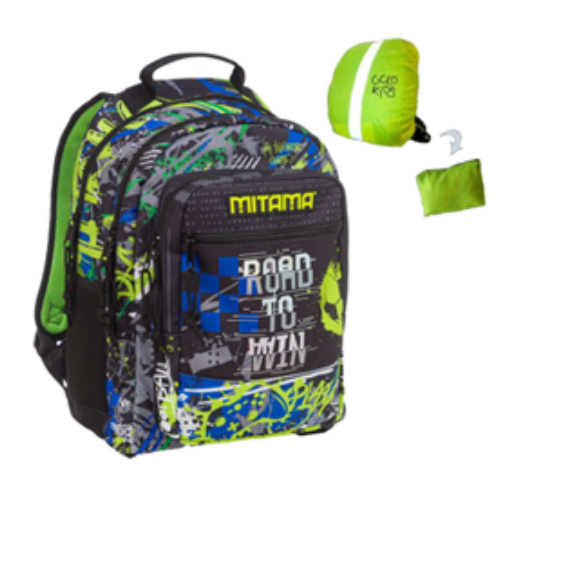 GOLDKIDS Schulranzen Schulrucksack Teenager (Kinderrucksack für Jungen und Mädchen, Ranzen Tornister Schulltasche), und Regenschutz