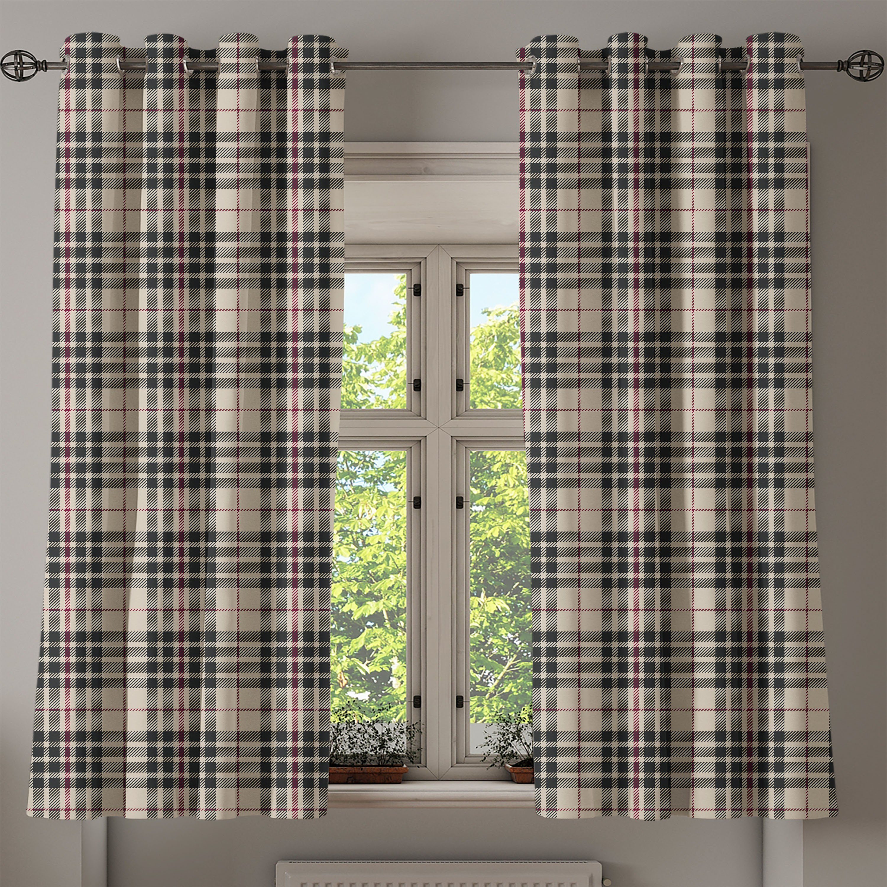 Gardine Tartan 2-Panel-Fenstervorhänge für Wohnzimmer, Abakuhaus, Heraldik Schlafzimmer Dekorative Kariert britische