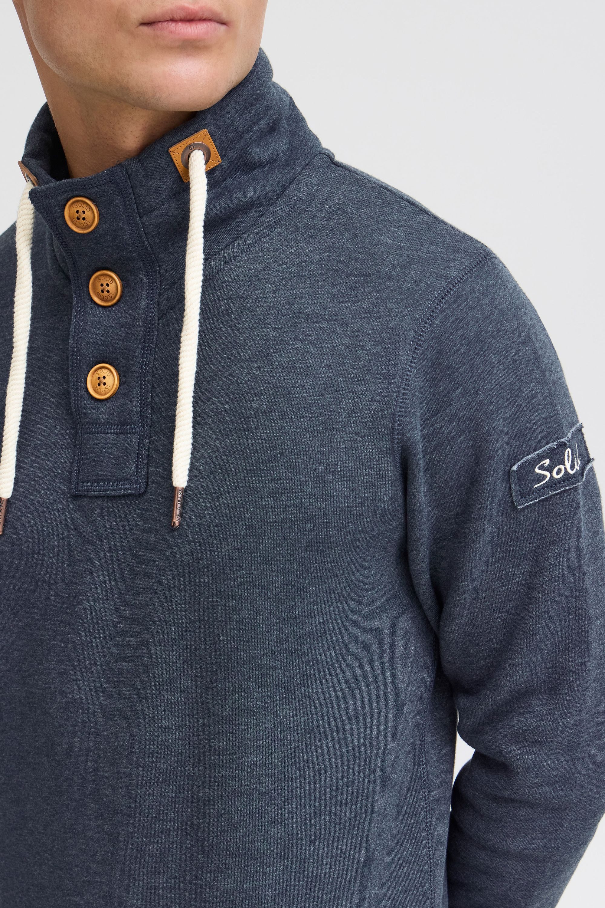 !Solid Stehkragenpullover SDTripTroyer Sweatpullover mit Knopfleiste