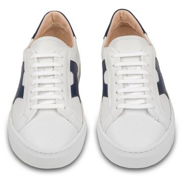 ROSSANO BISCONTI Herren Kalbsleder Sneaker in weiß mit blauen Applikationen Sneaker Handgefertigt in Italien