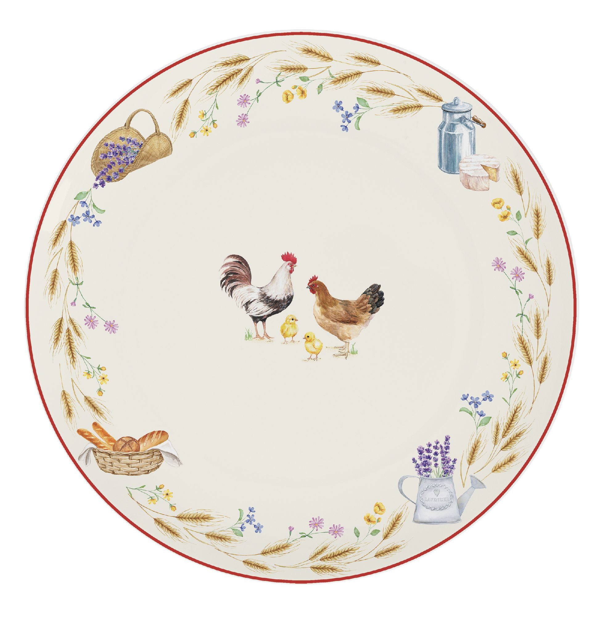 EasyLife Speiseteller Country Life, Spülmaschinengeeignet, Mehrfarbig, Hühner, ⌀ 27cm, Mehrfarbig, Hühner