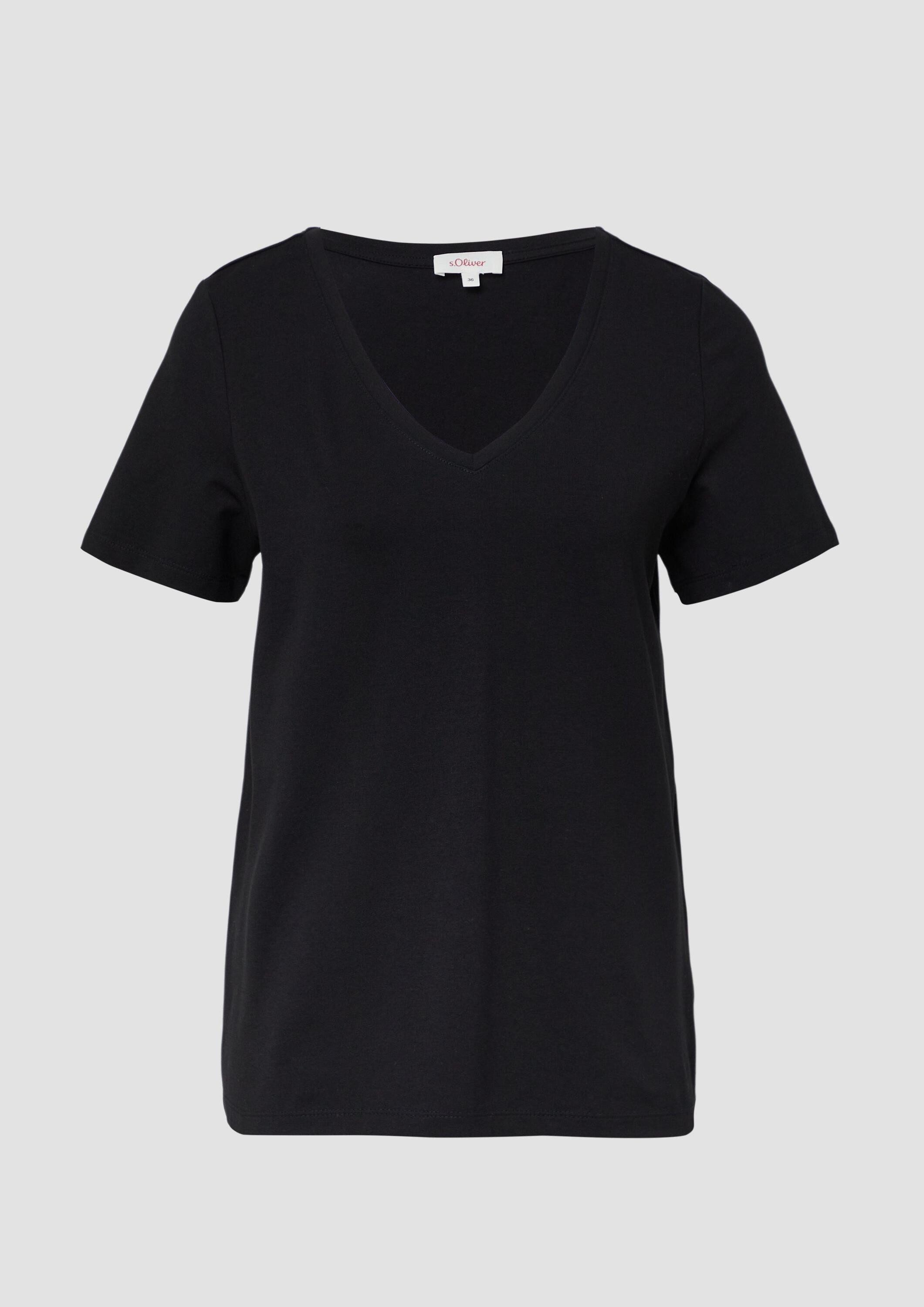 s.Oliver Kurzarmshirt T-Shirt T-Shirt mit V-Ausschnitt