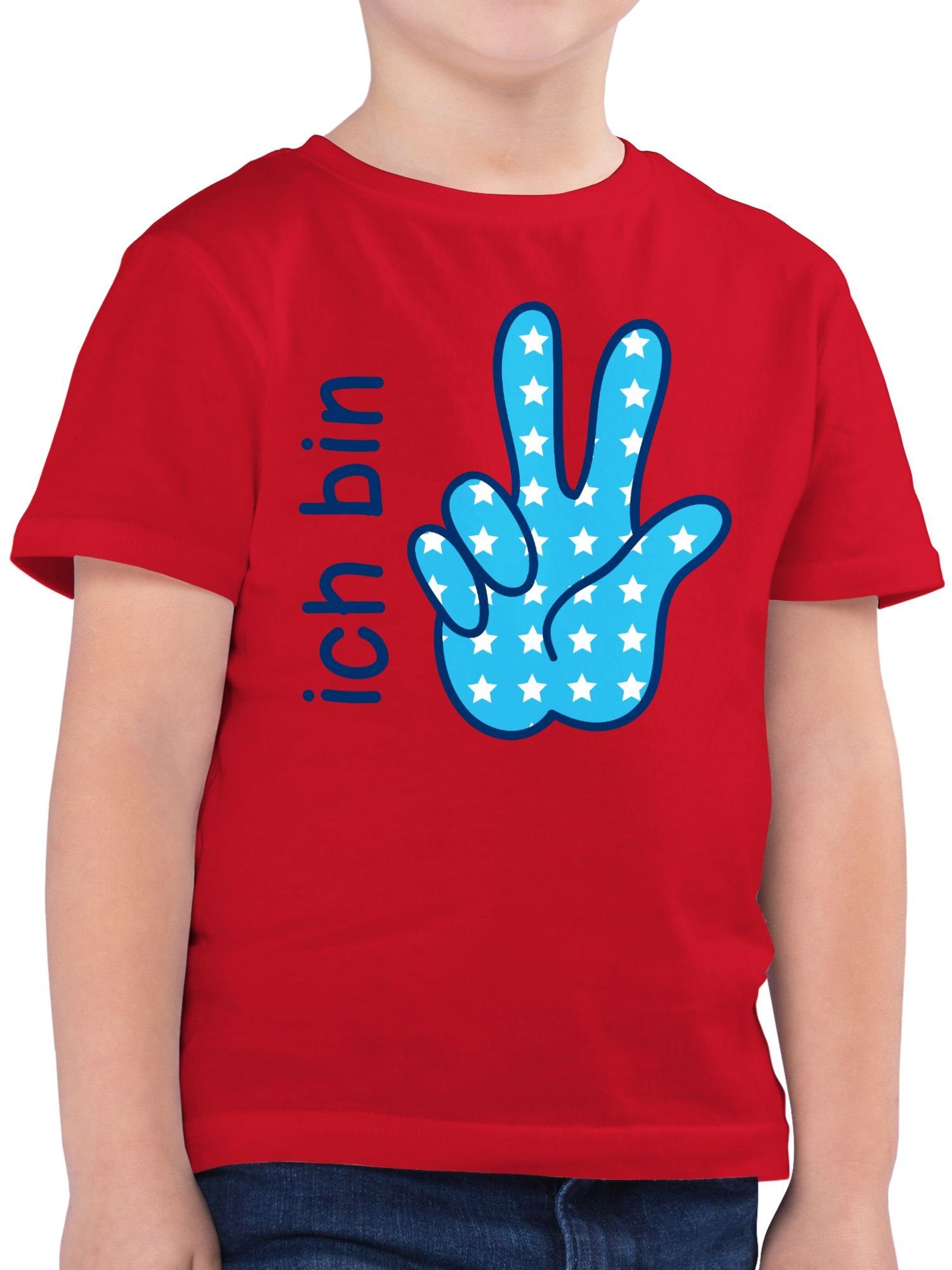T-Shirt Ich bin drei Zeichensprache blau