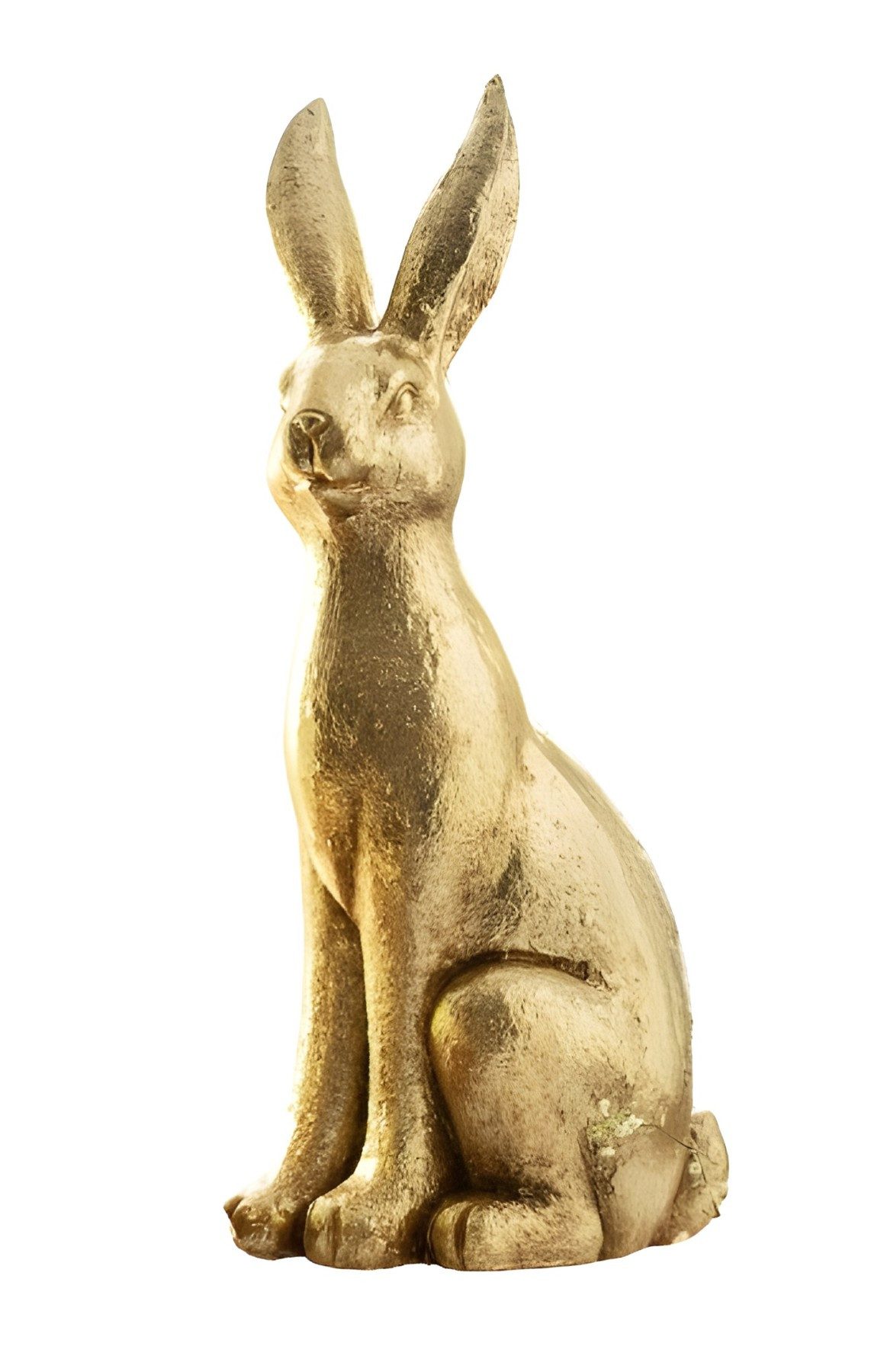 Dekoleidenschaft Osterhase "Gold", Vintage Dekohase, Hase sitzend, Osterdeko edel, 42 cm hoch (1 St), Osterfigur, Dekofigur aus Fiberglas, Frühlingsdeko
