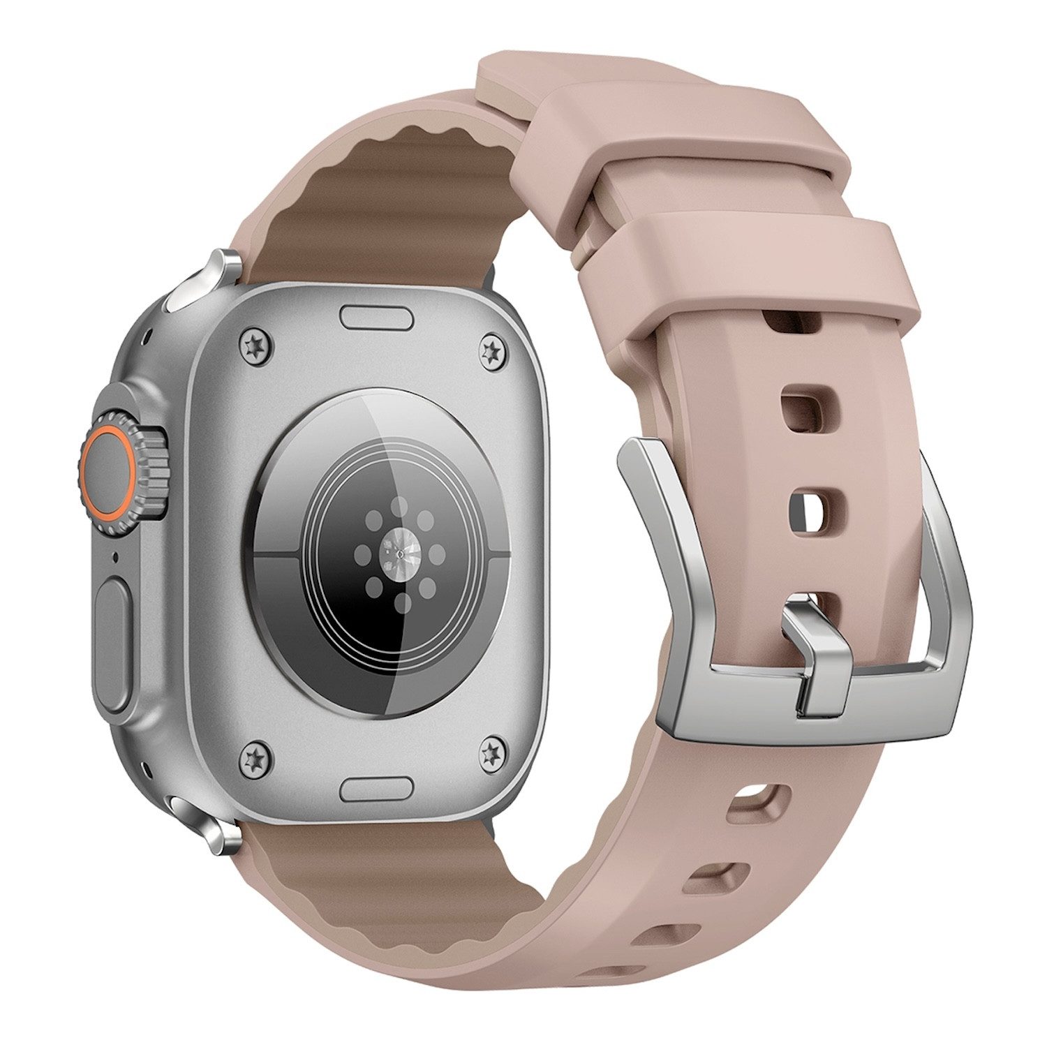 Wigento Smartwatch-Armband Für Apple Watch SE 2023 40mm Two Color Silikon Sport Arm Band Pink, Ersatz Austausch Silikon Sport Armband