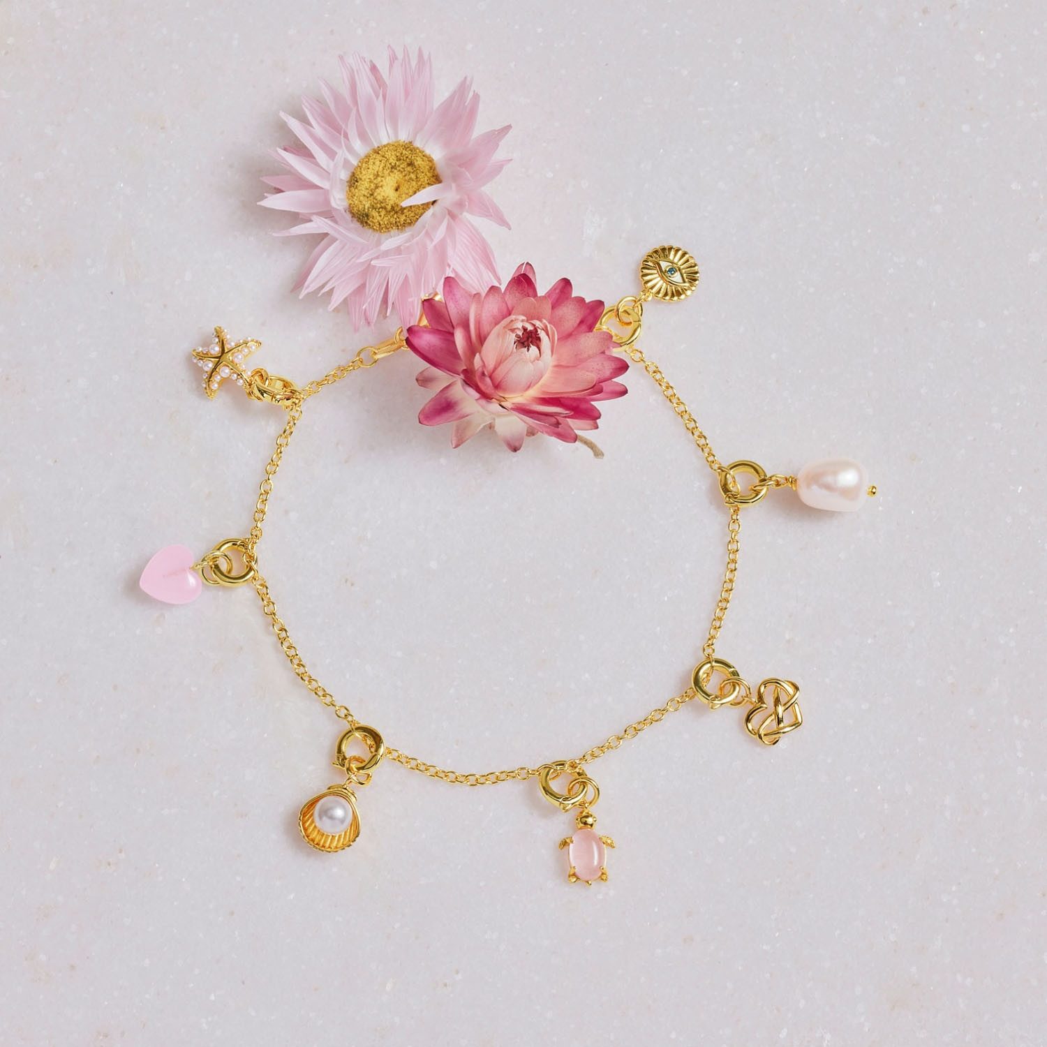 Amor Charm-Einhänger Seestern-Optik, mit Glasperle