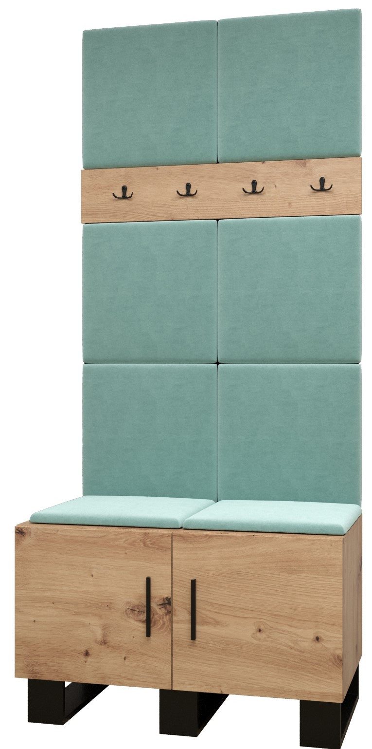 ABIKS MÖBEL Garderoben-Set ARTIN Set 4 Garderobe mit gepolsterten Paneelen, Industriell Design