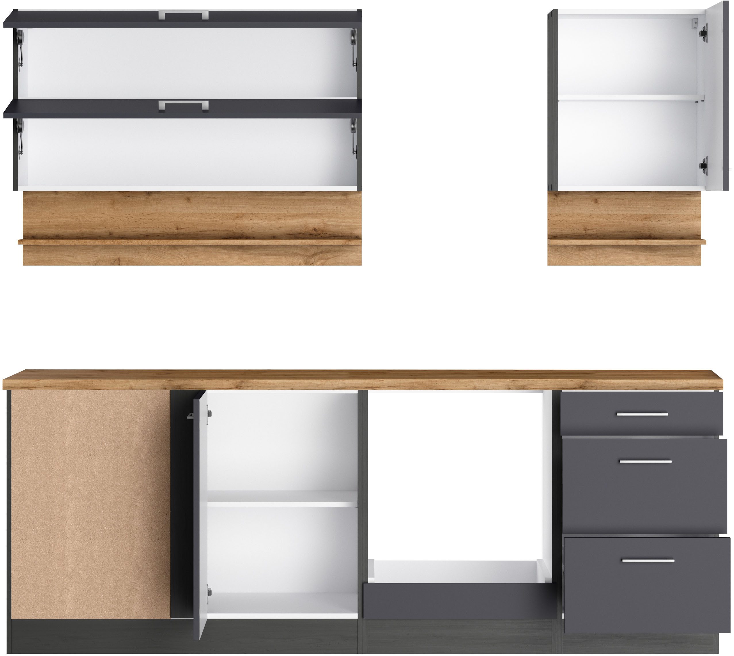 KOCHSTATION Winkelküche KS-Milan, Stellbreite 220/220 cm, viel Stauraum, wahlweise mit E-Geräten – Bild 3 von 5