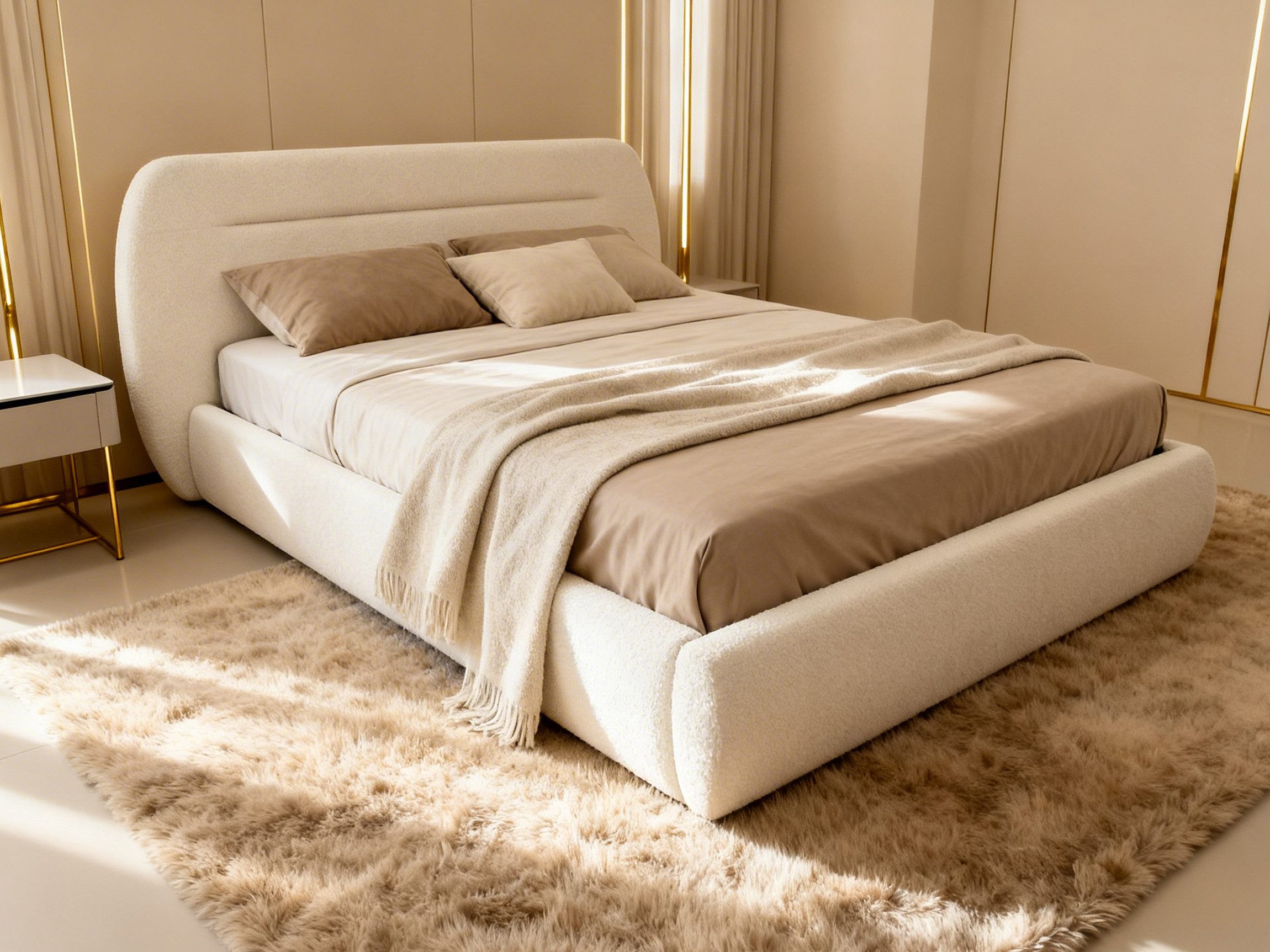 Sofnet Polsterbett Orio (mit Bettkasten und Lattenrost), Doppelbett, Bett mit Gasdruckfeder, Bouclé-Material