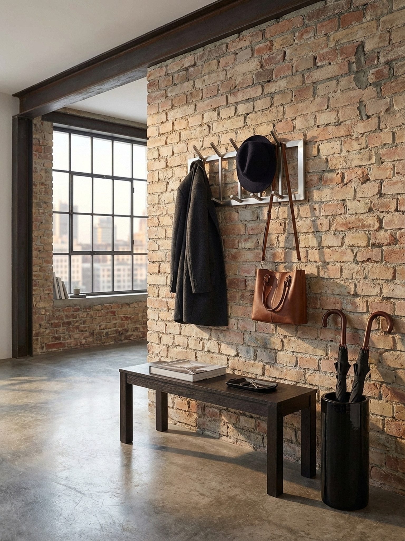 KADIMA DESIGN Wandgarderobe Wandgarderobe Metall Silber 65x30x10 cm Design Flurgarderobe Stahl, Hakenleiste Wandpaneel, Garderobe Wand, Garderobenleiste Flur