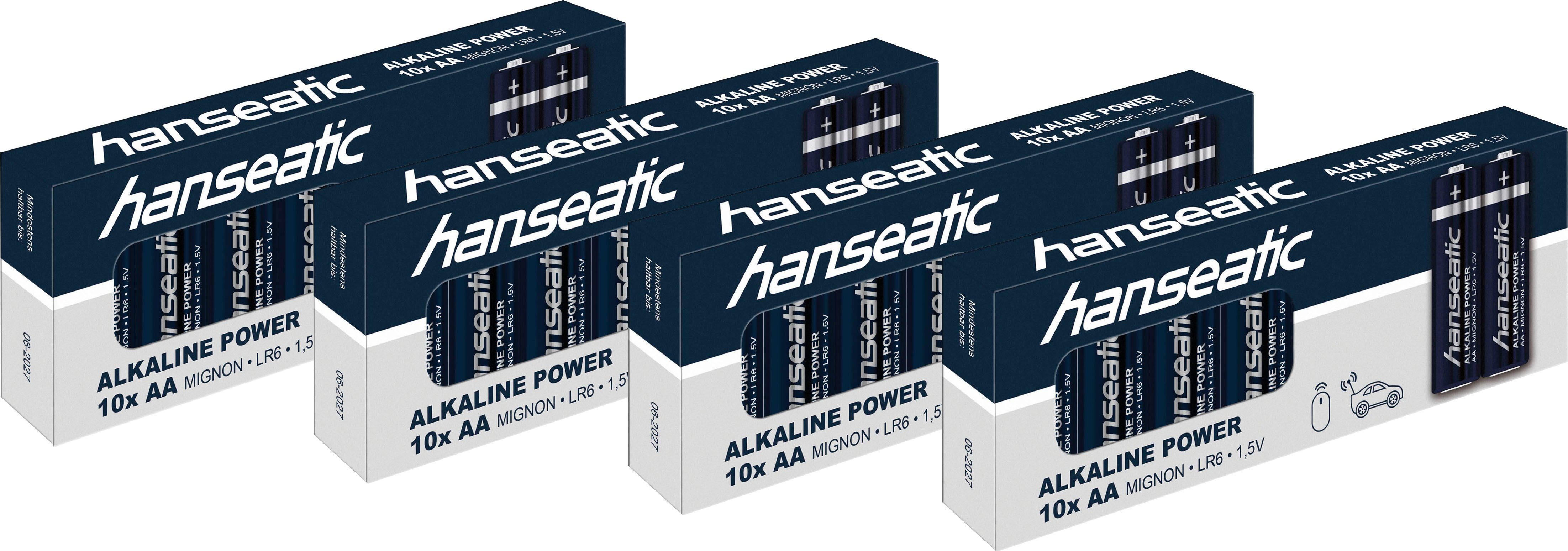 Hanseatic 40er Alkaline (40 Jahren LR06 zu Power, St), bis Mignon AA 5 Lagerfähigkeit Pack Batterie