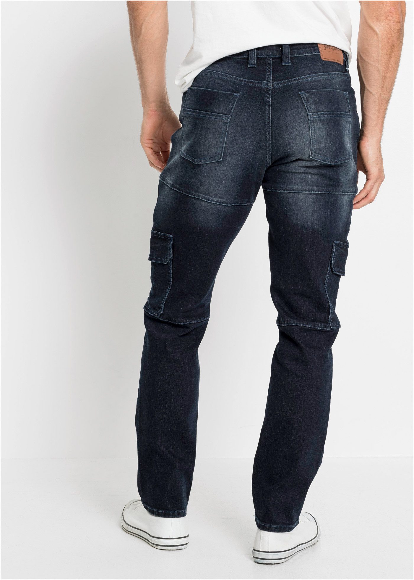 bonprix Cargojeans Slim Fit, aus Baumwolle und Elasthan, mit gewaschener Optik