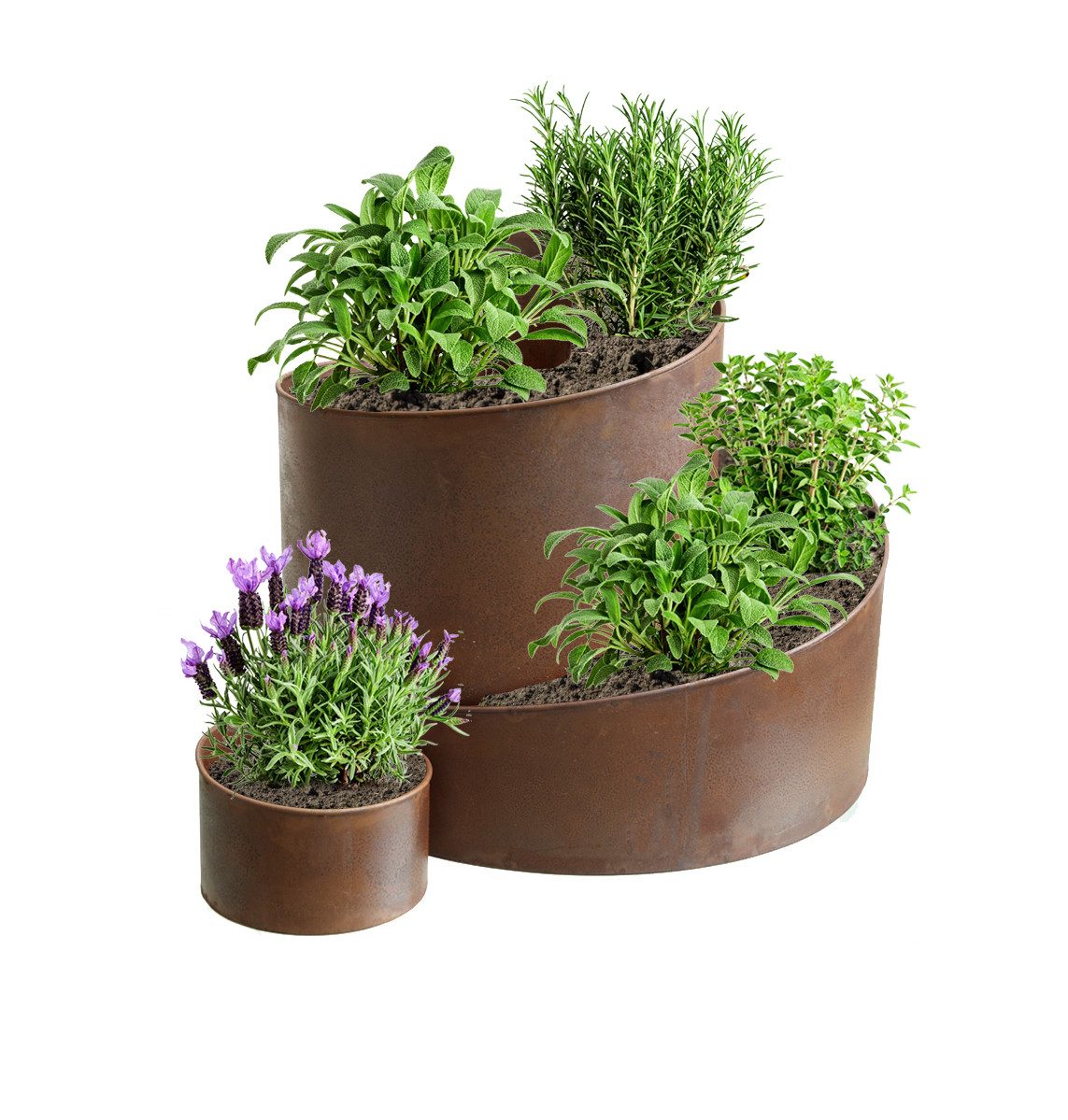 mucHome Kräuterspirale Kräuterschnecke Kräuterbeet aus Metall 58,5x43x41cm Rost Kräutertreppe