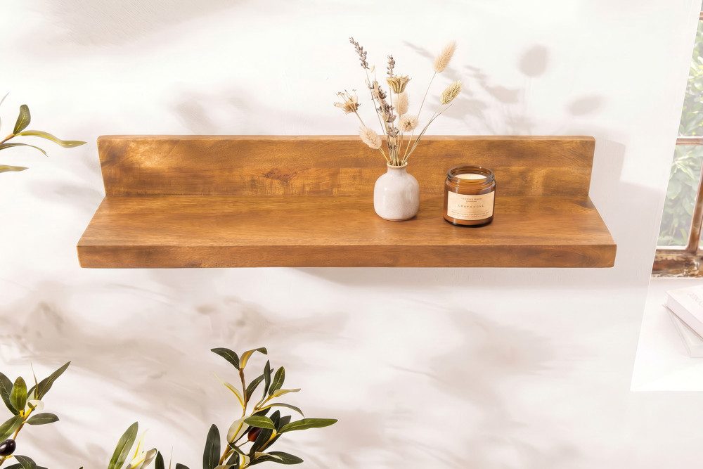 riess-ambiente Wandregal MAKASSAR 80cm braun - Mango-Massivholz, Ablage, honey finish, handmade, Einzelartikel 1-tlg., Schwebendes Dekoboard - ideal für Wohn- u – Bild 5 von 5