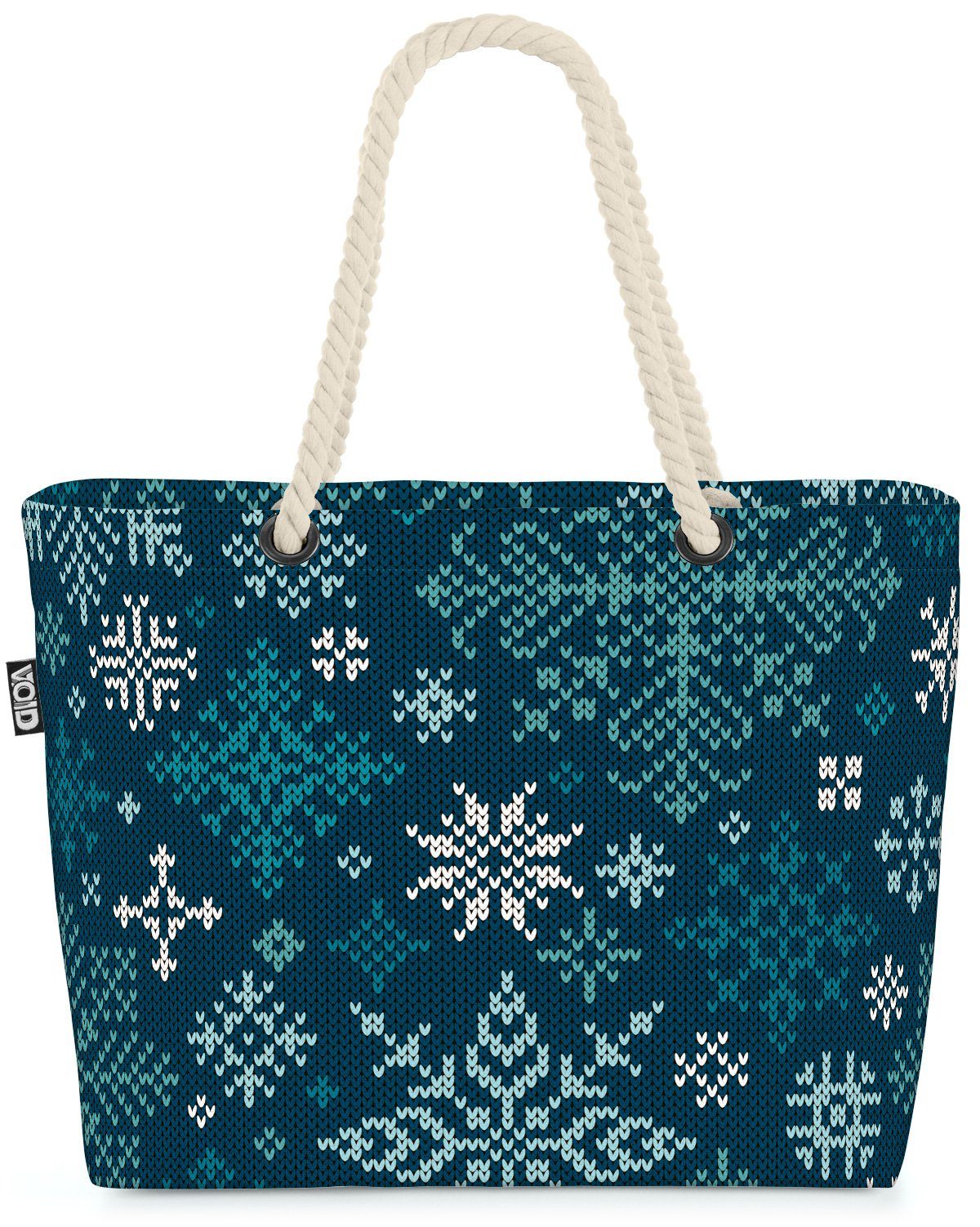 VOID Strandtasche (1-tlg), Winter Strickmuster Sterne Weihnachten Muster Sterne Schneeflocke Sch